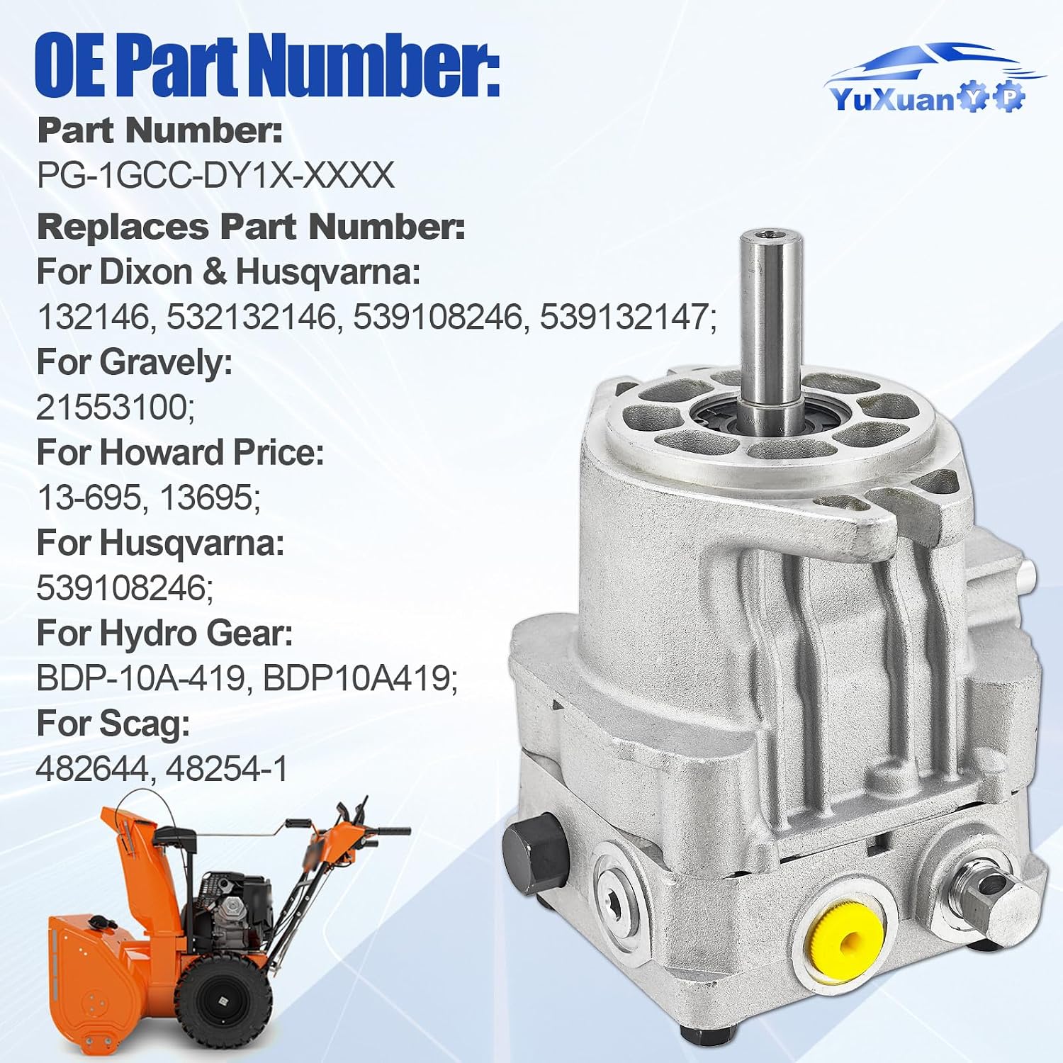 482644 Right Hydro Gear Pump Fits for Scag PG-1GCC-DY1X-XXXX BDP-10A-419