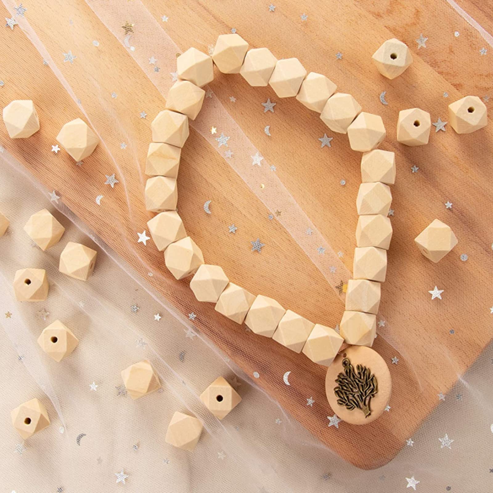 20 Mm Goldene Geometrische Holzperlen – 30 Stück Mit 4 Mm Loch Für DIY & Deko