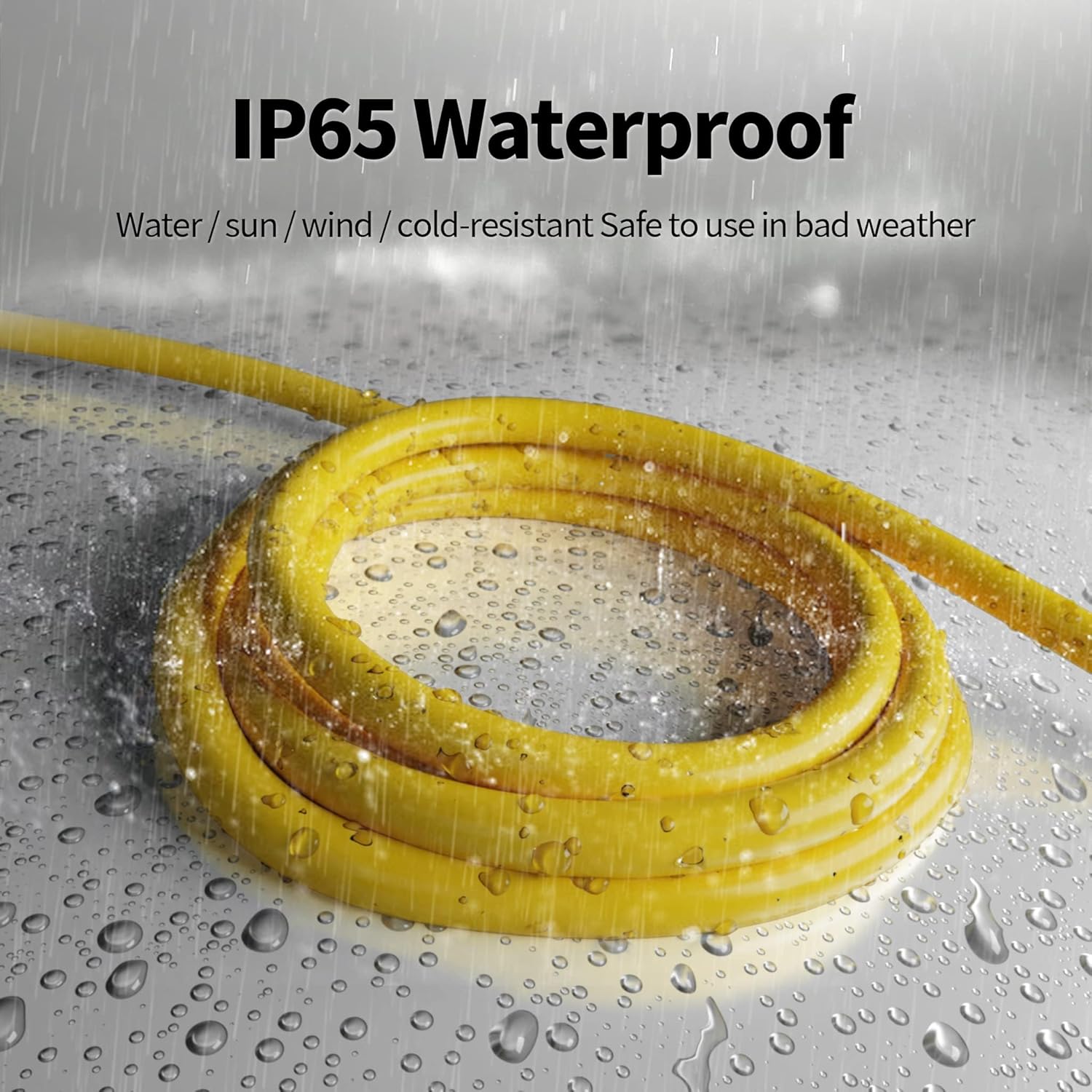 POWGRN 15 ft 12/3 Outdoor Extension Cord Waterproof Heavy Duty with Lighted Indicator End 12 Gauge 3 Prong, Flexible Cold-Resistant Long Power Cord Outside, 15Amp 1875W SJTW Yellow ETL Listed