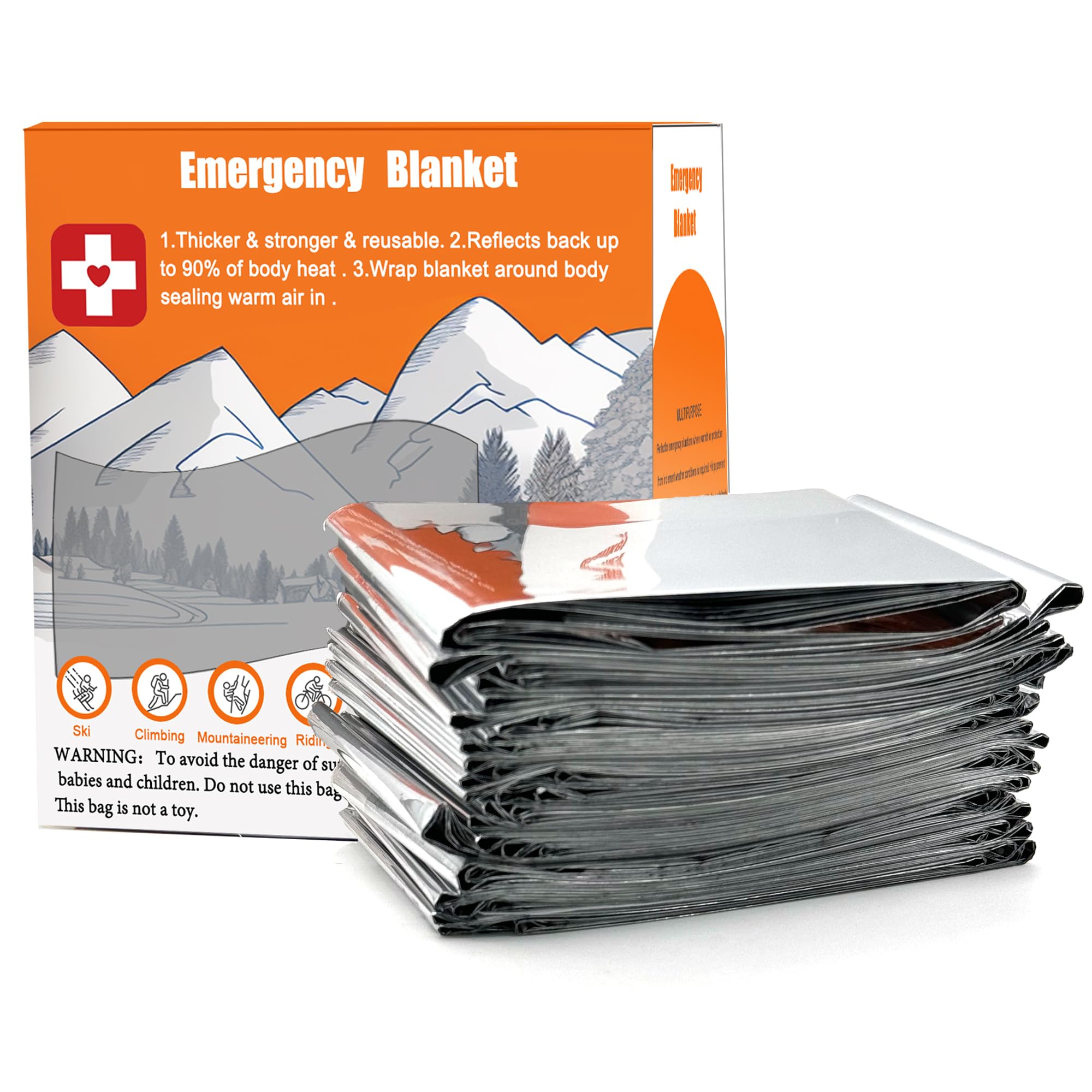 ANLOKE Mantas de emergencia (paquete de 10) – Espacio esencial para equipo de senderismo, kits de supervivencia y kit de emergencia