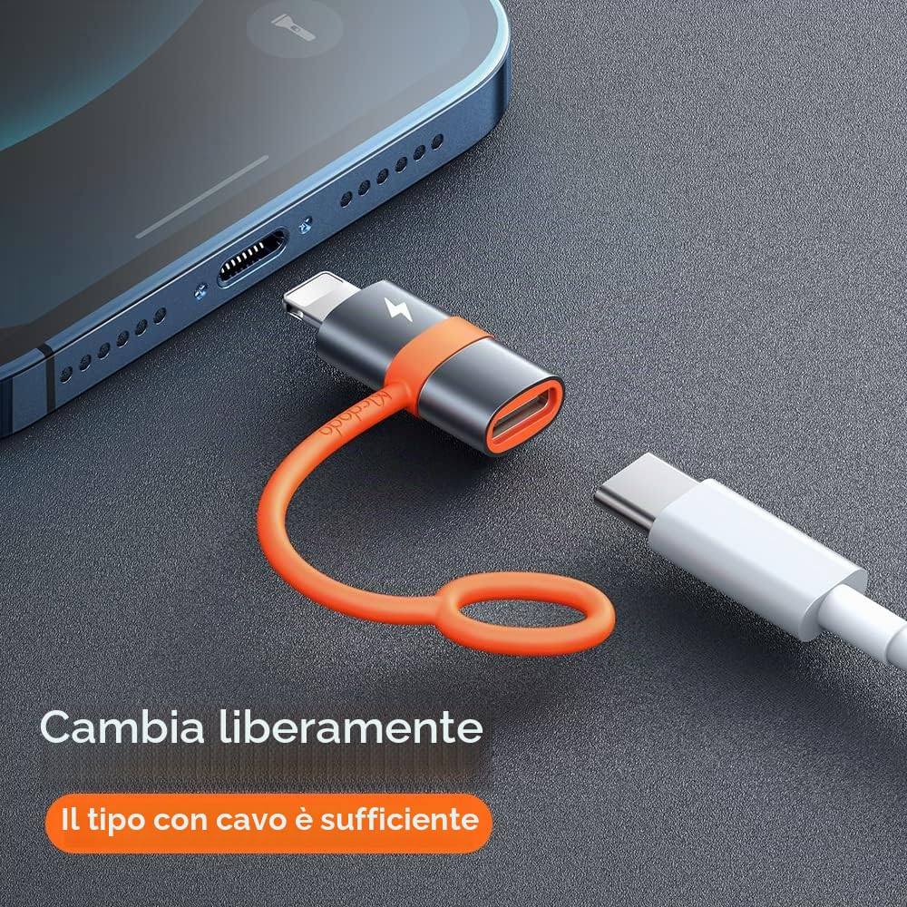 mcdodo Adattatore USB C a Lightning, adattatore Lightning USB C,PD 36W Supporto per ricarica rapida e sincronizzazione compatto per iPhone (1 pezzi)