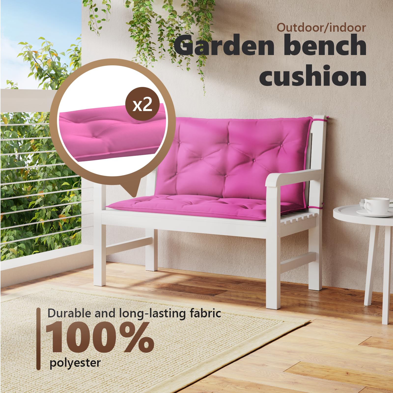 vidaXL Cuscini per Panca da Giardino 2 pz Rosa 100x50x7 cm in Tessuto