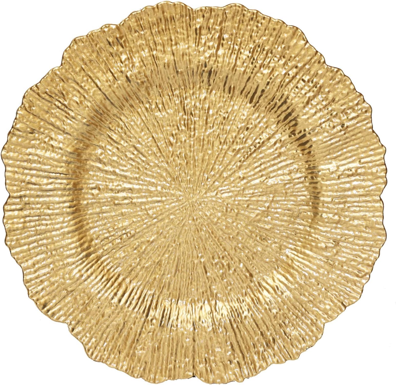 Yaomiao 50 Pack 13 Inch Gold Charger Plates Fluted Rim Plastic Chargers for Dinner