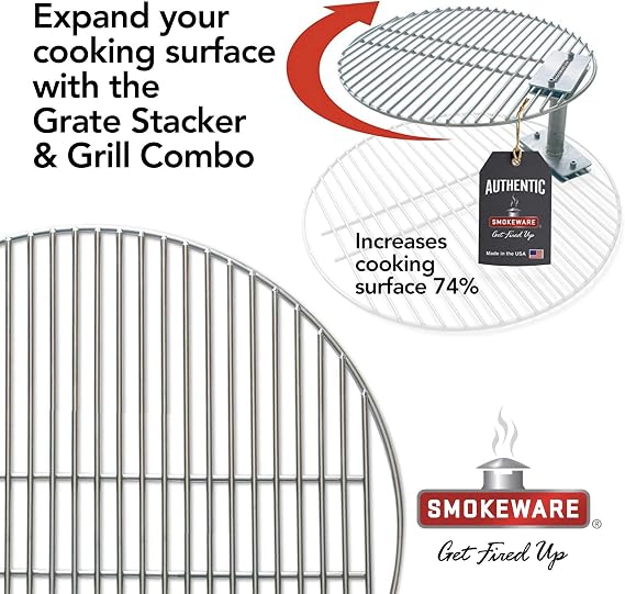 SMOKEWARE Stainless Steel Grill Grate Compatible with Medium Big Green Egg, Heavy Duty Gauge, 15-3/4 inches