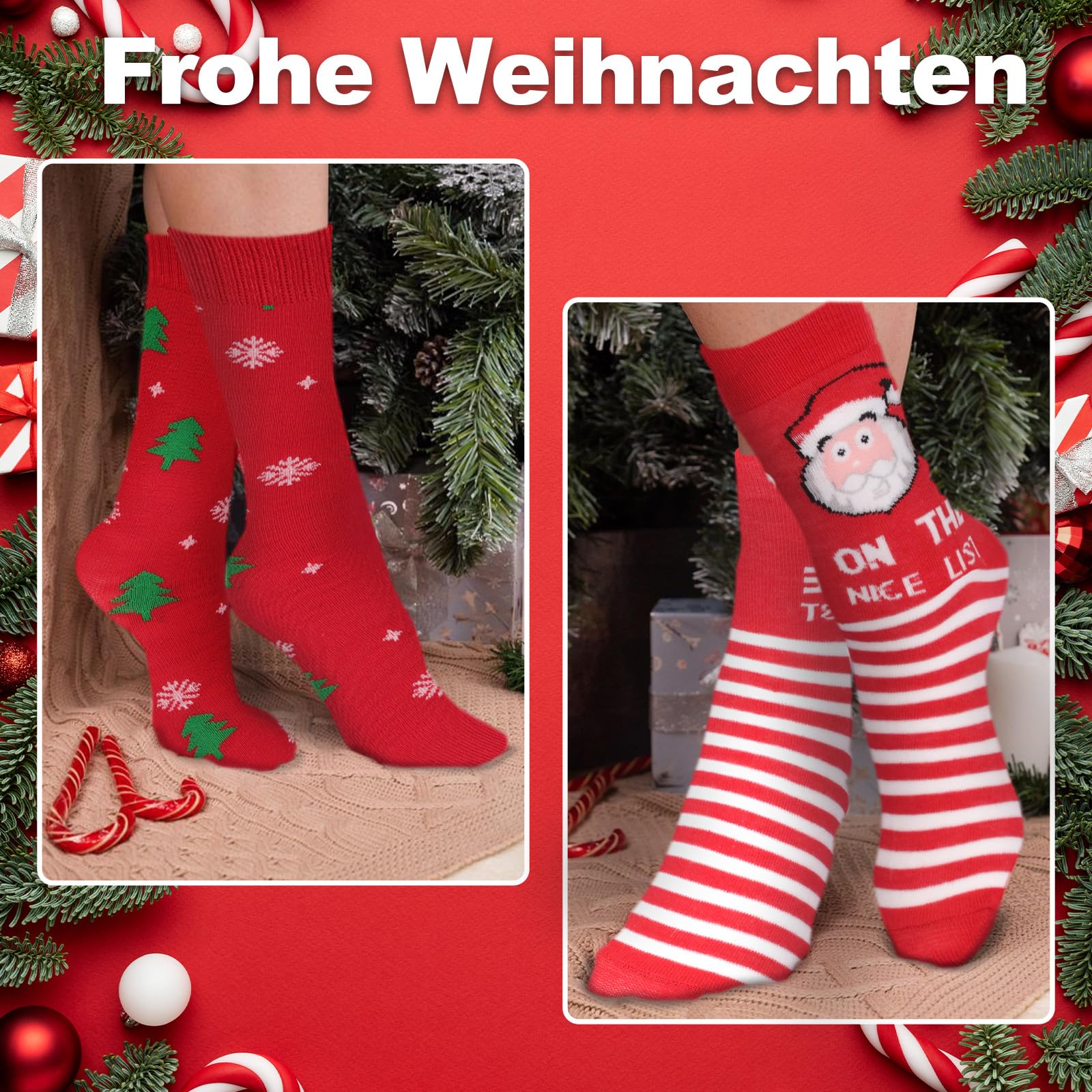 Lot De 12 Paires Chaussettes De Noël Femme - Taille 35-42 - Motifs Festifs - Idéal Calendrier De L'Avent, Cadeau Surprise
