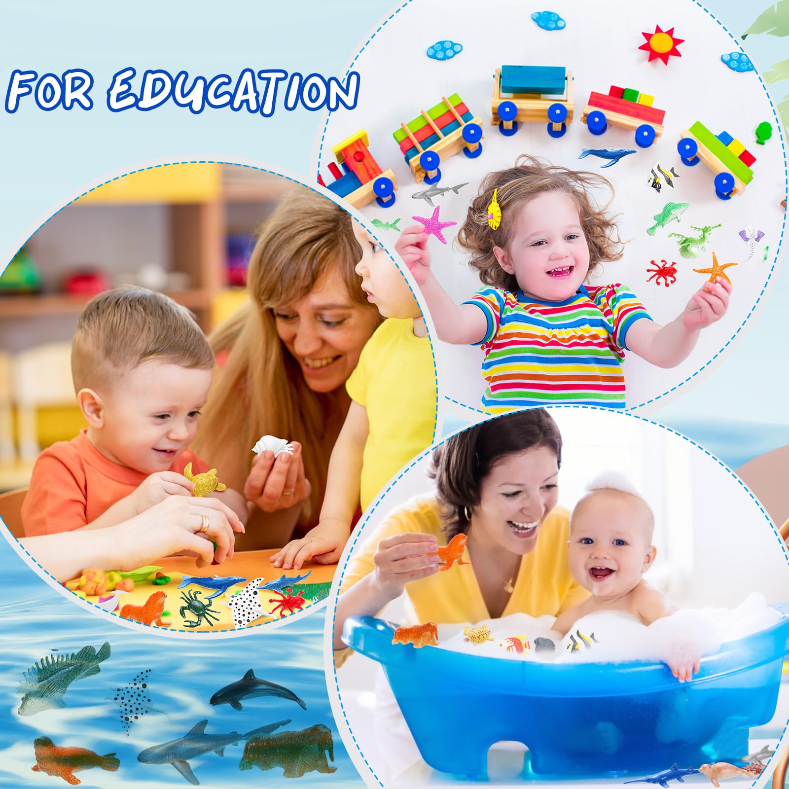 96 Piece Ocean Animal Figurines Set - Realistic Sea Creatures For Education & Party Favors