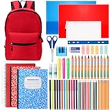 67 Pcs Back to School Supplies with Backpack Kids Kindergarten Preschool Elementary Supply Bundle Kit Middle High School Pen Notebook for K-12 Student Girl Boy Classroom Teacher(Red)