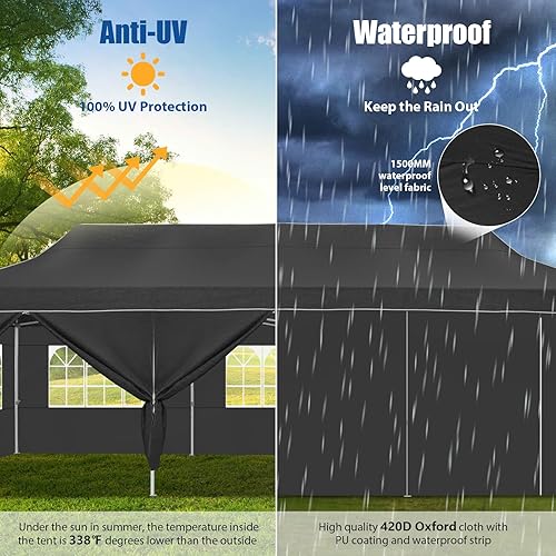 Miniatura 5 de HOTEEL Tienda de campaña para fiestas de 10 x 30 pulgadas con paredes, toldo desplegable de 10 x 30 pulgadas, tiendas de campaña resistentes para