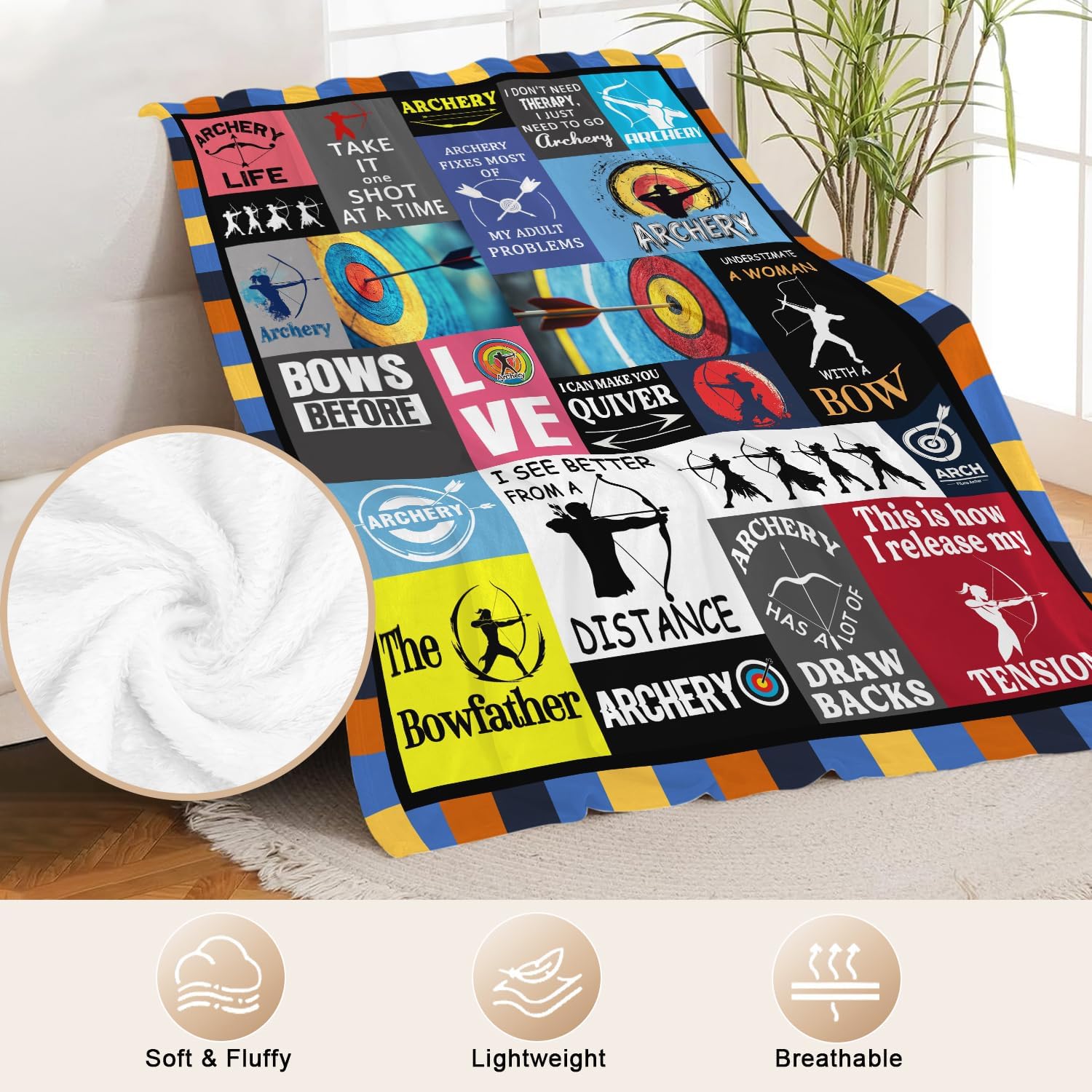 Archery Blanket Flannel Sports Archery Throw Blanket Ultra Soft Cozy Fleece Decor Blanpolyesterkets Gift for Womens Girls Mens Couch Sofa Bed 50" x 40" - Image 4