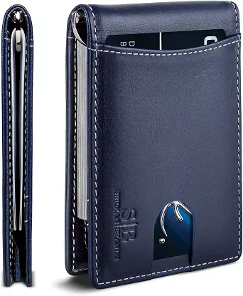 SERMAN BRANDS RFID Blocking Slim Bifold Leather Wallet for Men