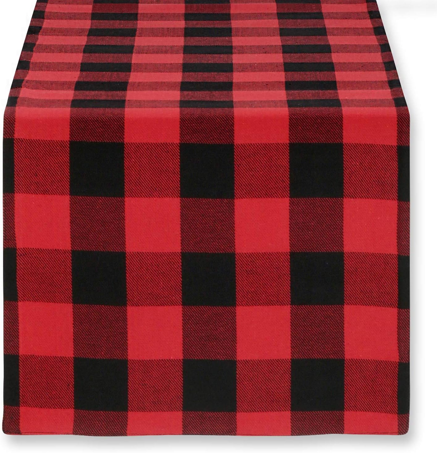 Crazy Deals Cackleberry Home Red and Black Buffalo Check Woven Fabric Table Runner Reversible 14 x 72 Inches