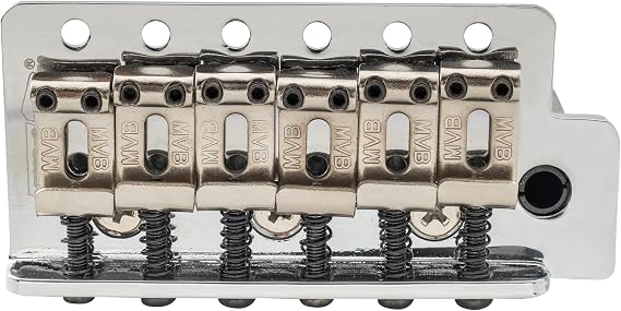 Wilkinson 54mm (2-1/8 inch) Vintage Style Full Block ST Guitar Tremolo Bridge Pop-In Arm 6 Screws for Squier/Mexico Fender/MIJ Strat, Chrome