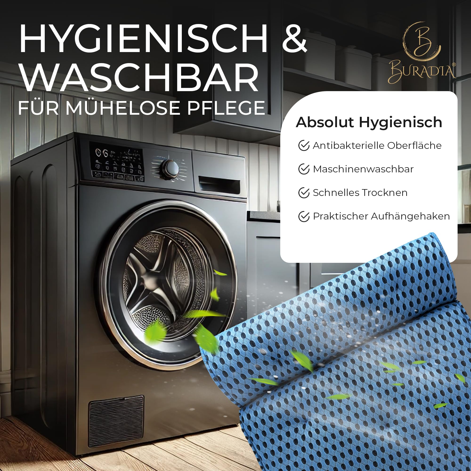 Cuscino per vasca da bagno con rete per bucato – Massimo comfort e relax con la più recente tecnologia Air Mesh – Cuscino da bagno per vasca con 7 forti ventose – Cuscino cervicale/cuscino