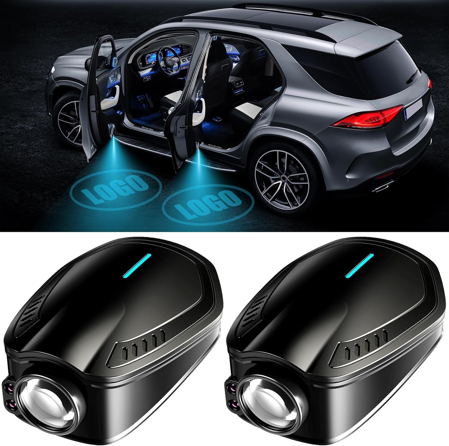 Car Door Lights,Door Lights Logo Projector Rechargeable,Car Door Projector Lights,HD Car Welcome Light for Cars Use at Night 2pcs. (for Niiii-ss- aa)