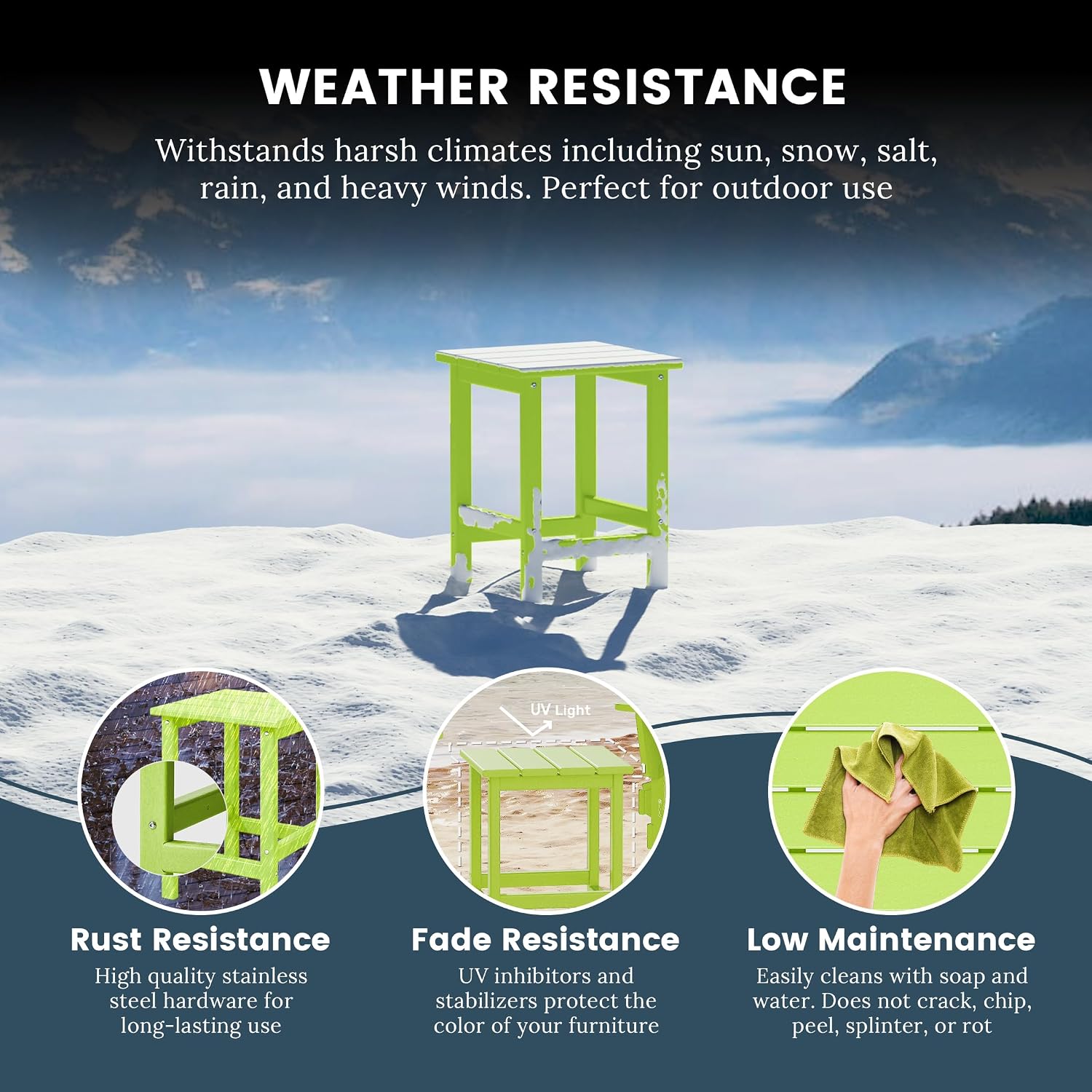 HDPE Laguna Outdoor Poly Adirondack Side Table, Lime