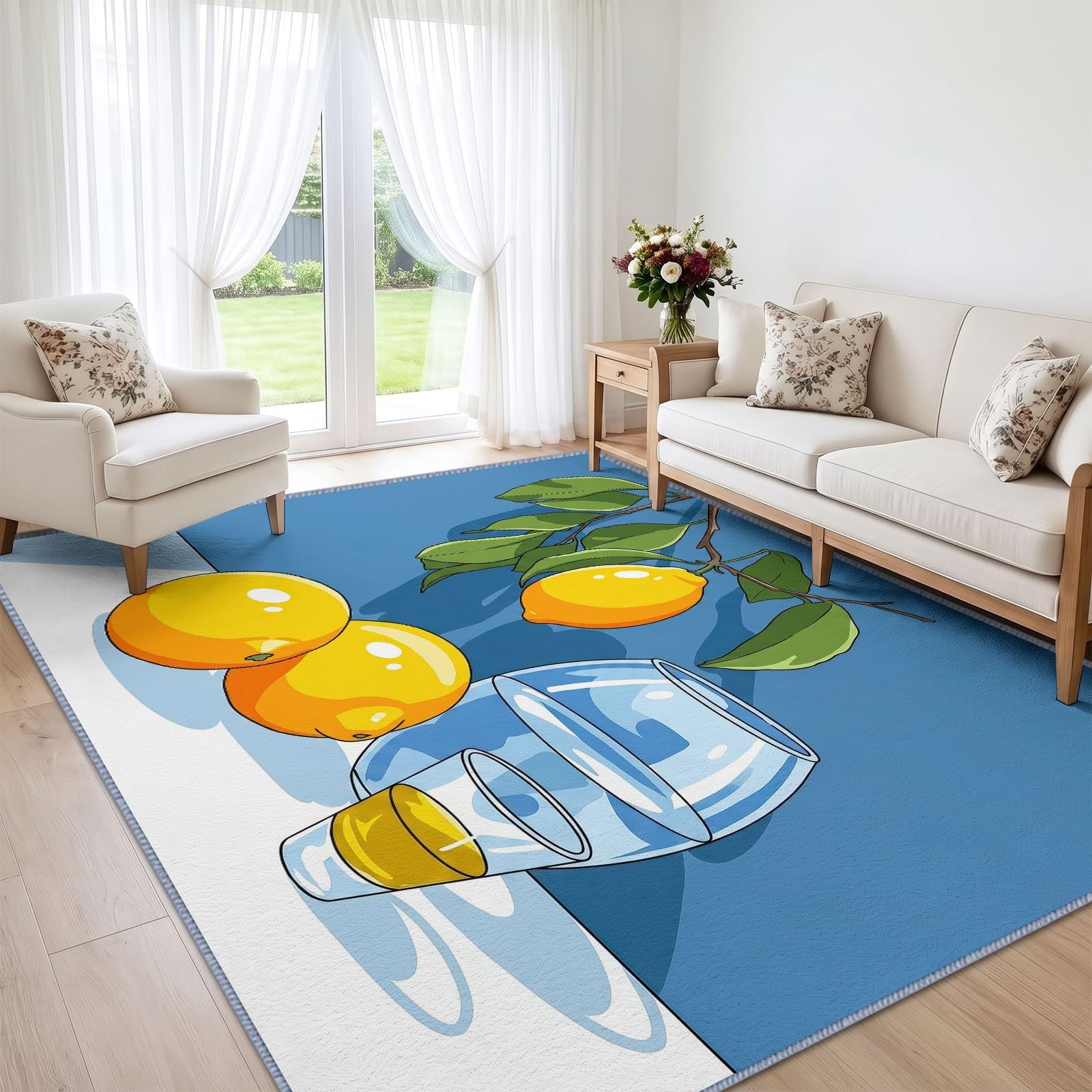 Tappeto lavabile, 80 x 150 cm, con vaso di vetro, a pelo corto, per cameretta dei bambini, antiscivolo, morbido, facile da pulire, per soggiorno, camera da letto, cucina