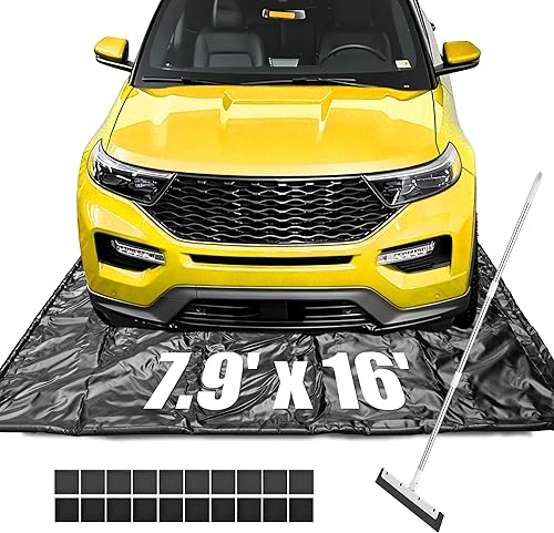 Yescom Containment Mat (7'9"x16') Non-Slip Garage Floor Mat Heavy Duty Waterproof for Cars SUV Protection from Snow Rain and Mud Oil Negro -