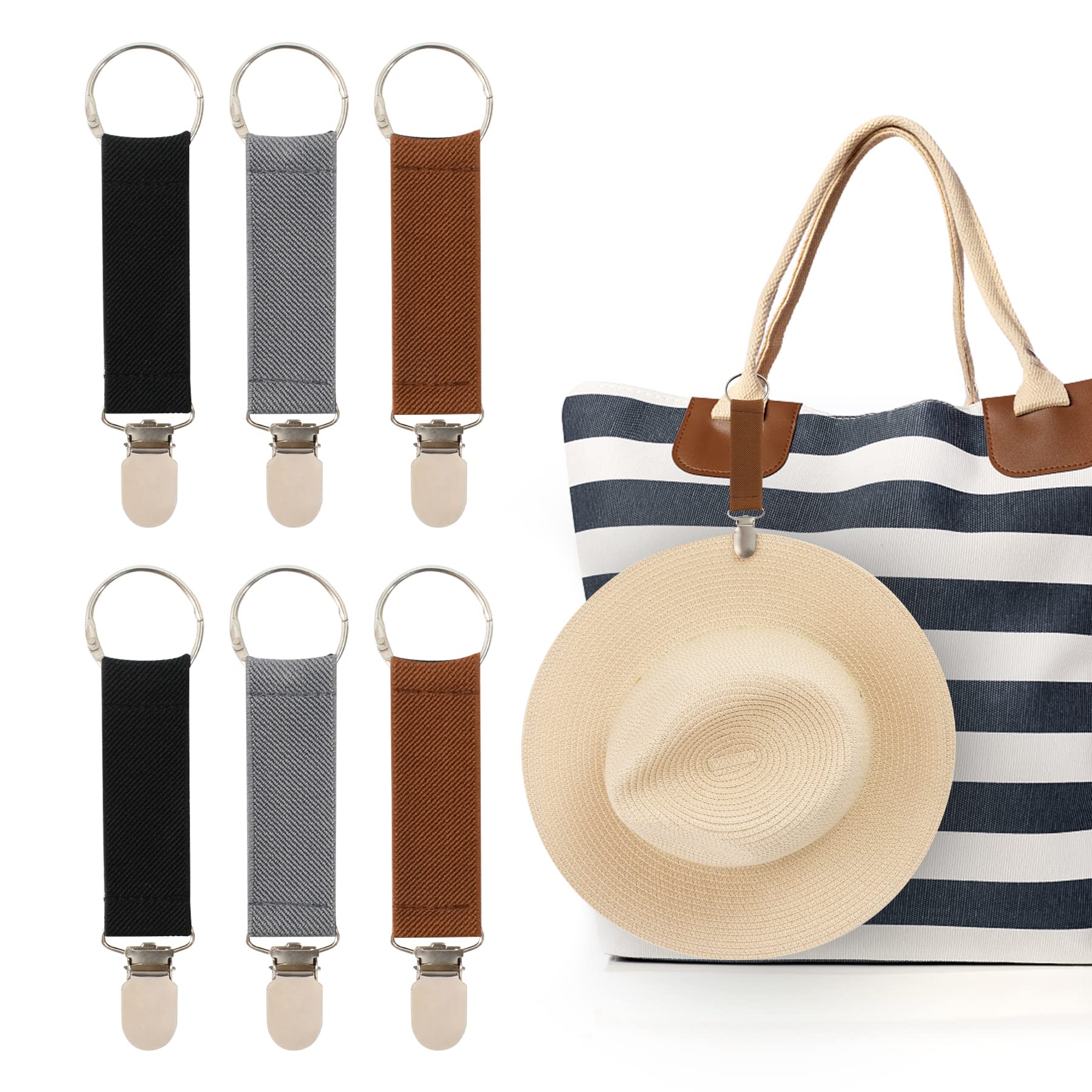 VIOCIWUO 6Pcs Hat Clip for Travel Elastic Hat Clip on Bag for Luggage Kids Women Men Multifunctional Duckbill Hat Clip Hat Companion Outdoor