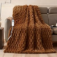Eastsora Heated Blanket Throw 50x60 - Soft Faux Fur Flannel, 12 Heat Levels, Fast Heating, Machine Washable, ETL Certified