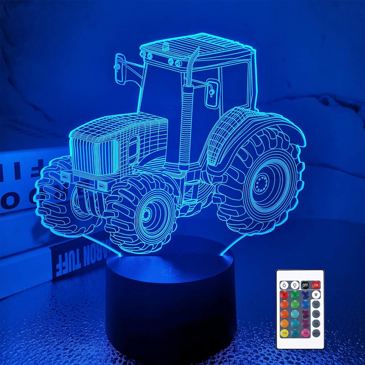 OkiyiD Tractor Gifts, Tractor Night Light, 3D Illusion Lamp with 16 Colors Remote and Touch Control - Gifts for Boy Men Women Christmas Decoration, Girl Boys' Kids Room, Birthday Gift