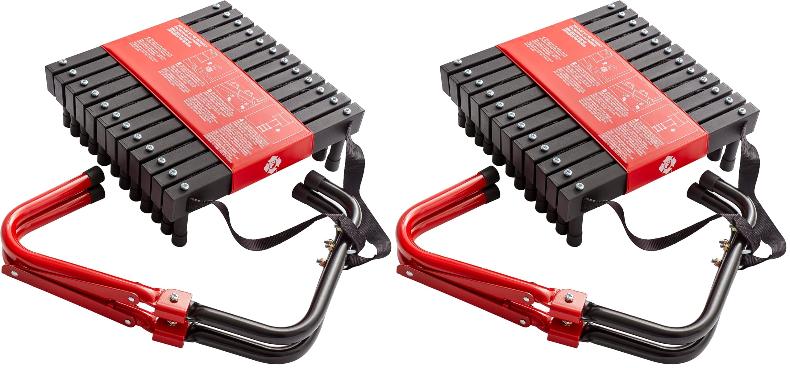 First Alert Two-Story Fire Escape Ladder, 14 Feet, Steel, Anti-Slip, Black (Pack of 2)