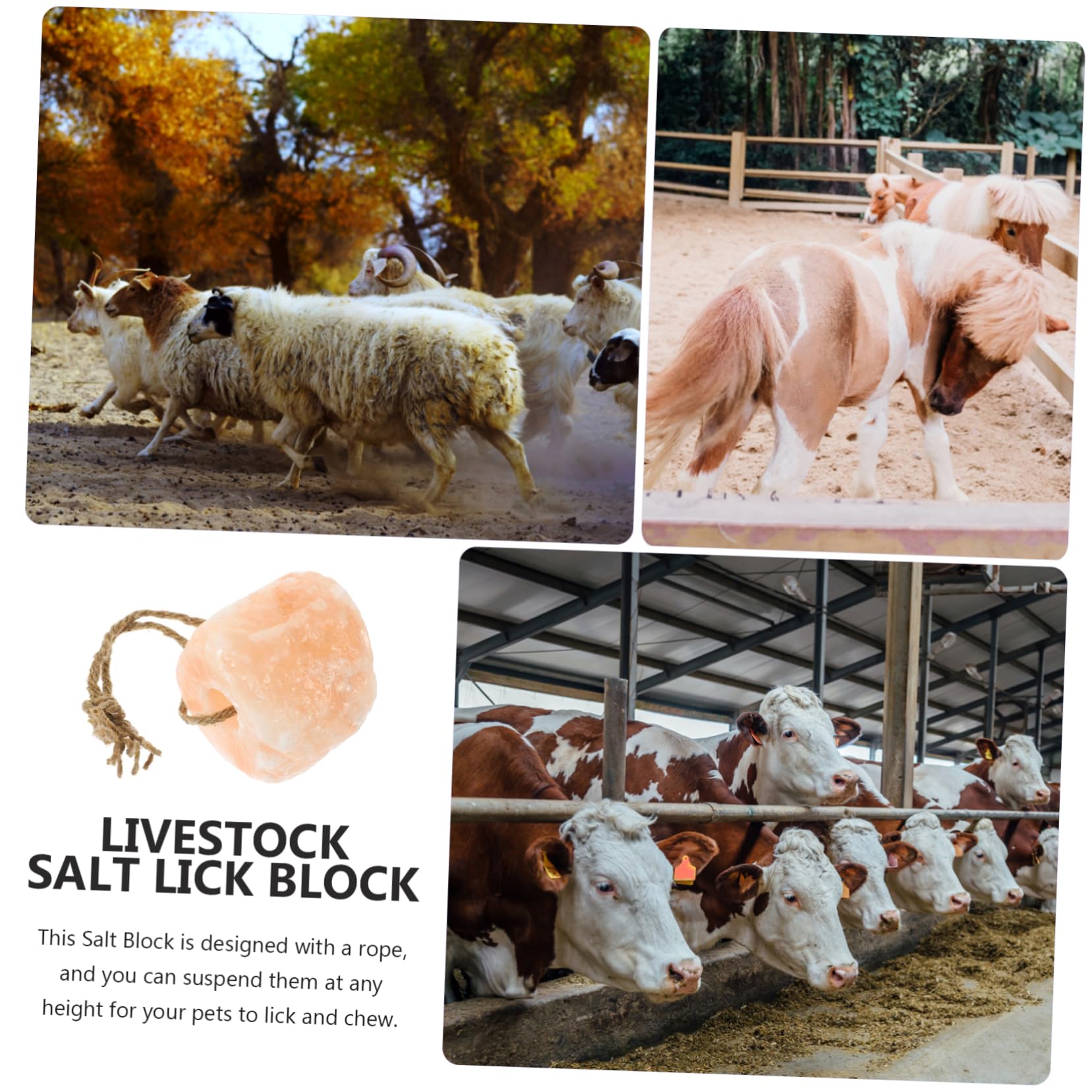 Toddmomy Ladrillo De Mineral Para Lamer Con Cuerda Lamedero Para Ganado Bloque De Roca Natural Para Mascotas Pequeñas Suministros Agrícolas