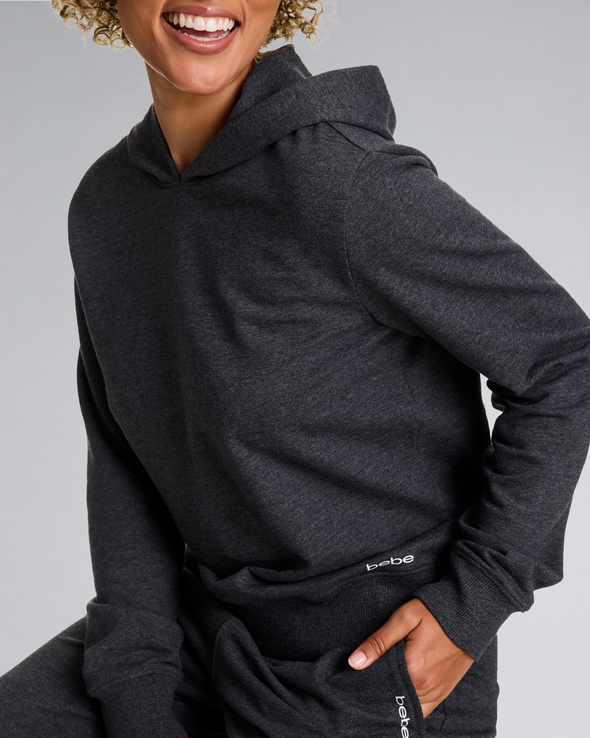 bebe French Terry Hoodie - Black, S