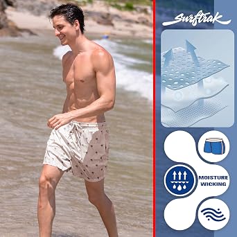 Mens Swim Trunks 5 Inch with Compression Liner Bathing Suit Quick Dry Beach Swim Shorts Lightweight Pockets