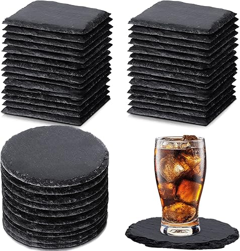 36 posavasos cuadrados redondos de pizarra a granel posavasos de bebida de 4 pulgadas posavasos negros posavasos de piedra posavasos de bar