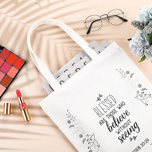 Miniatura 7 de Silkfly 12 bolsas de lona cristiana para mujeres, Día de la Madre, Biblia religiosa, bolsas de regalo religiosas a granel para la Biblia, Blanco,