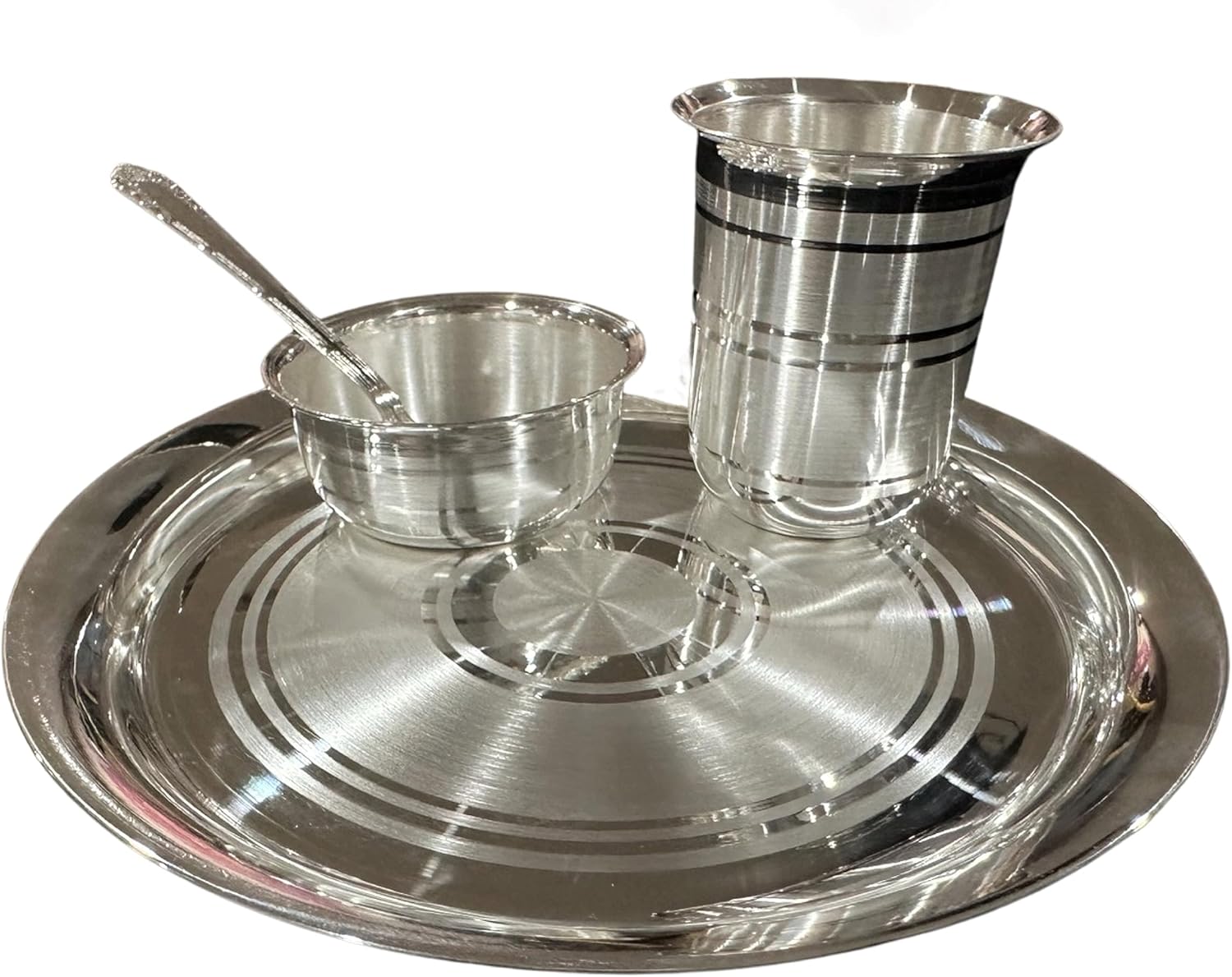 Balaji 999 Pure Silver 7.0 Inch Thali/Plate Set - Set01