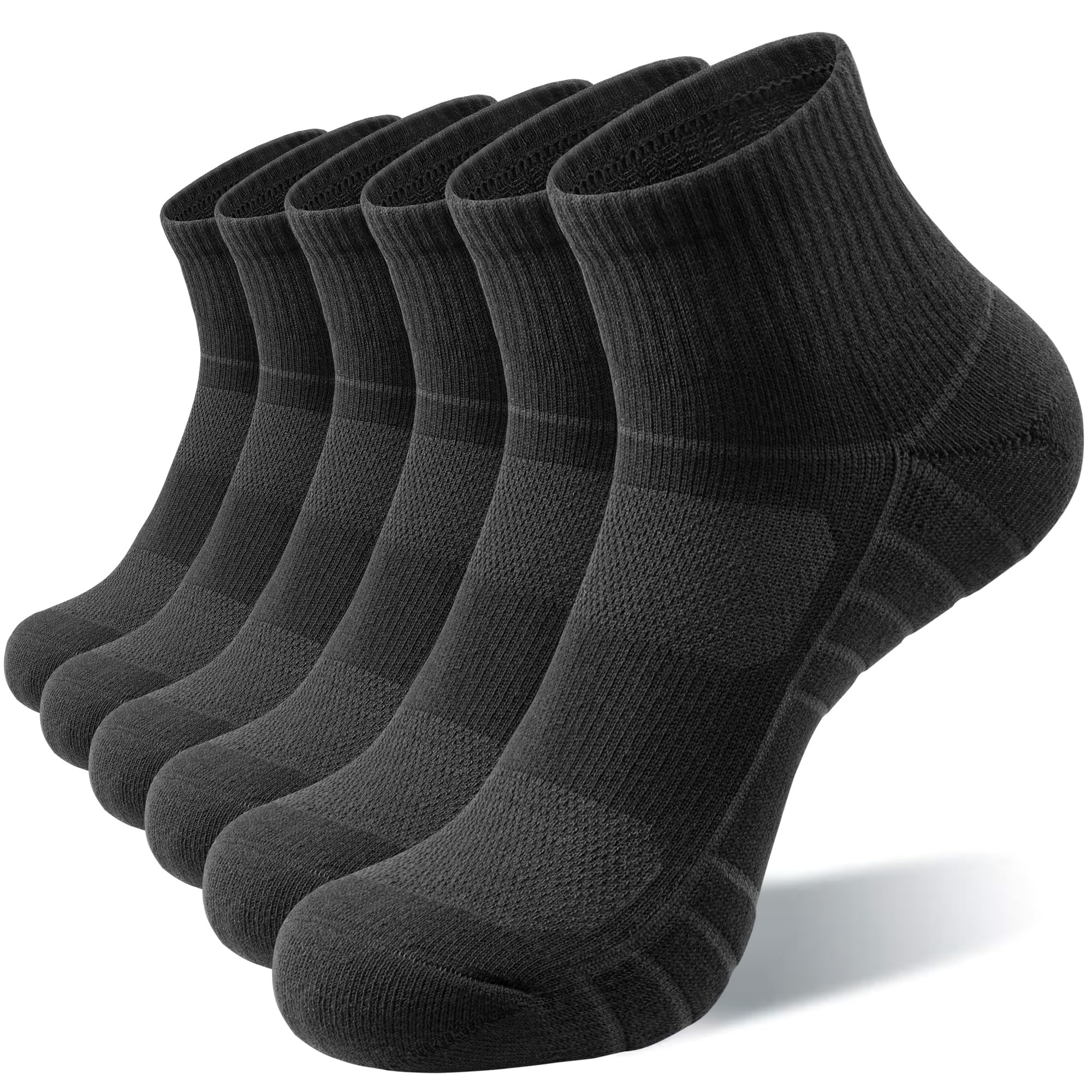 Lapulas Athletic Quarter Socks for Men Women, 6 Pack