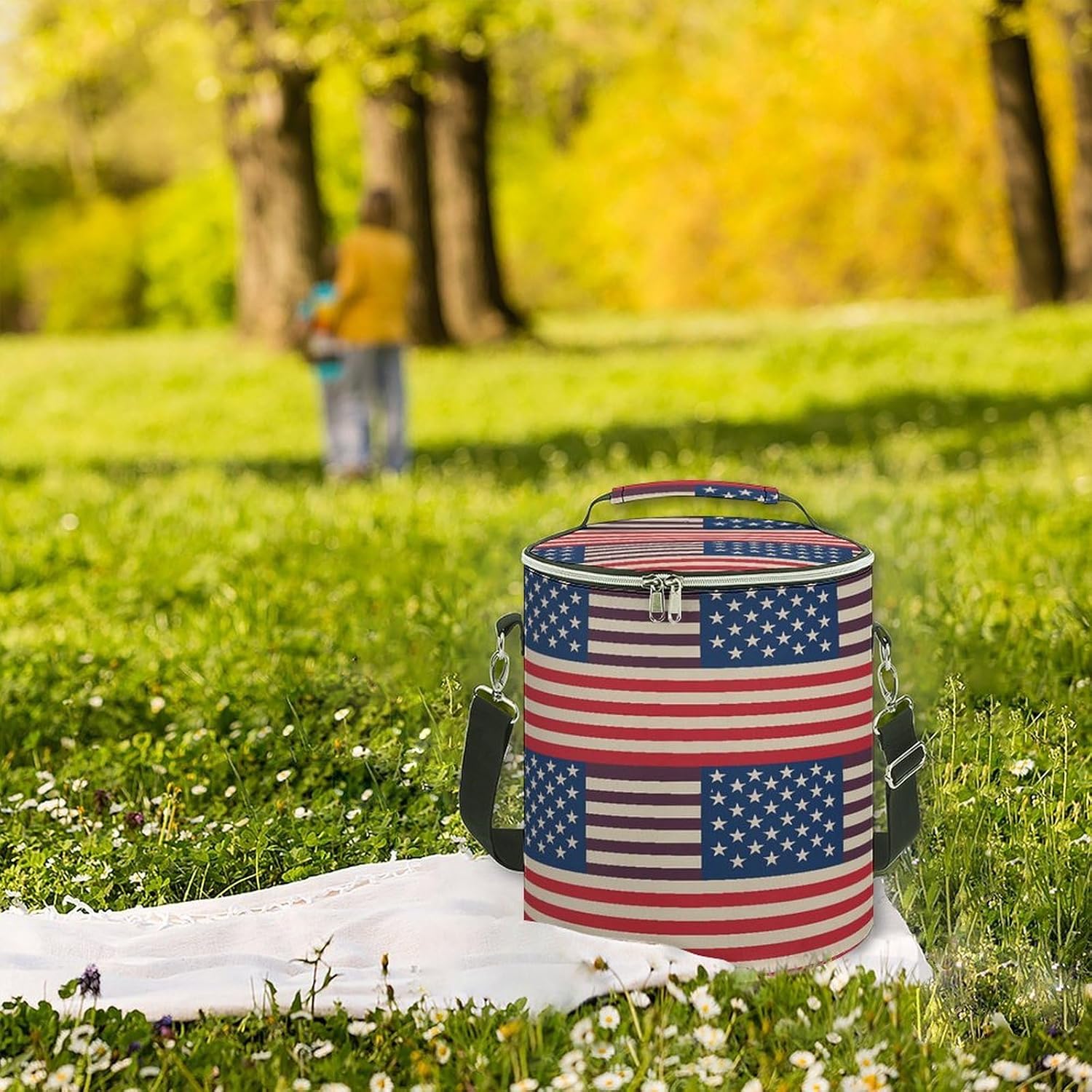 Soft Round Cooler Bags15L Collapsible Ice Chest Bag,3D Wolf Dream Catcherprinted Portable Leakproof Insulated Travel Cooler Bag for Picnic,Beach,Outdoor Trip