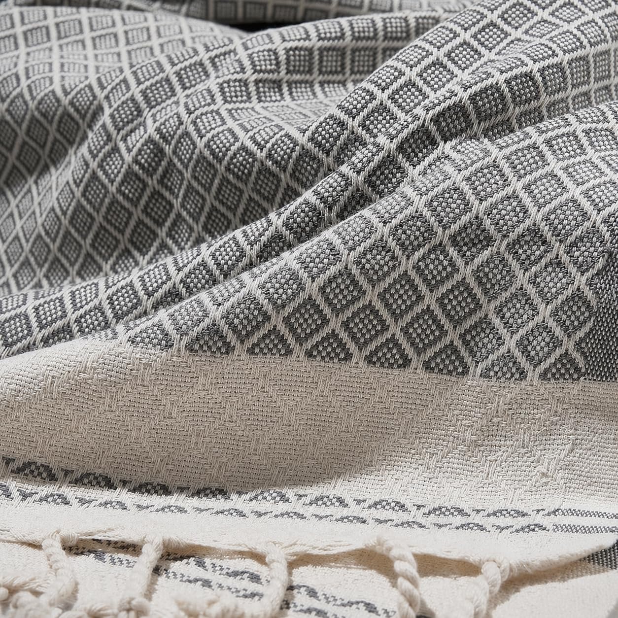 Set di 2 teli per hammam, 100 x 200 cm, telo da sauna XXL e telo mare in 100% cotone, asciugamano turco, leggero, assorbente e ad asciugatura rapida, peshtemal per sauna, spiaggia e viaggi (nero