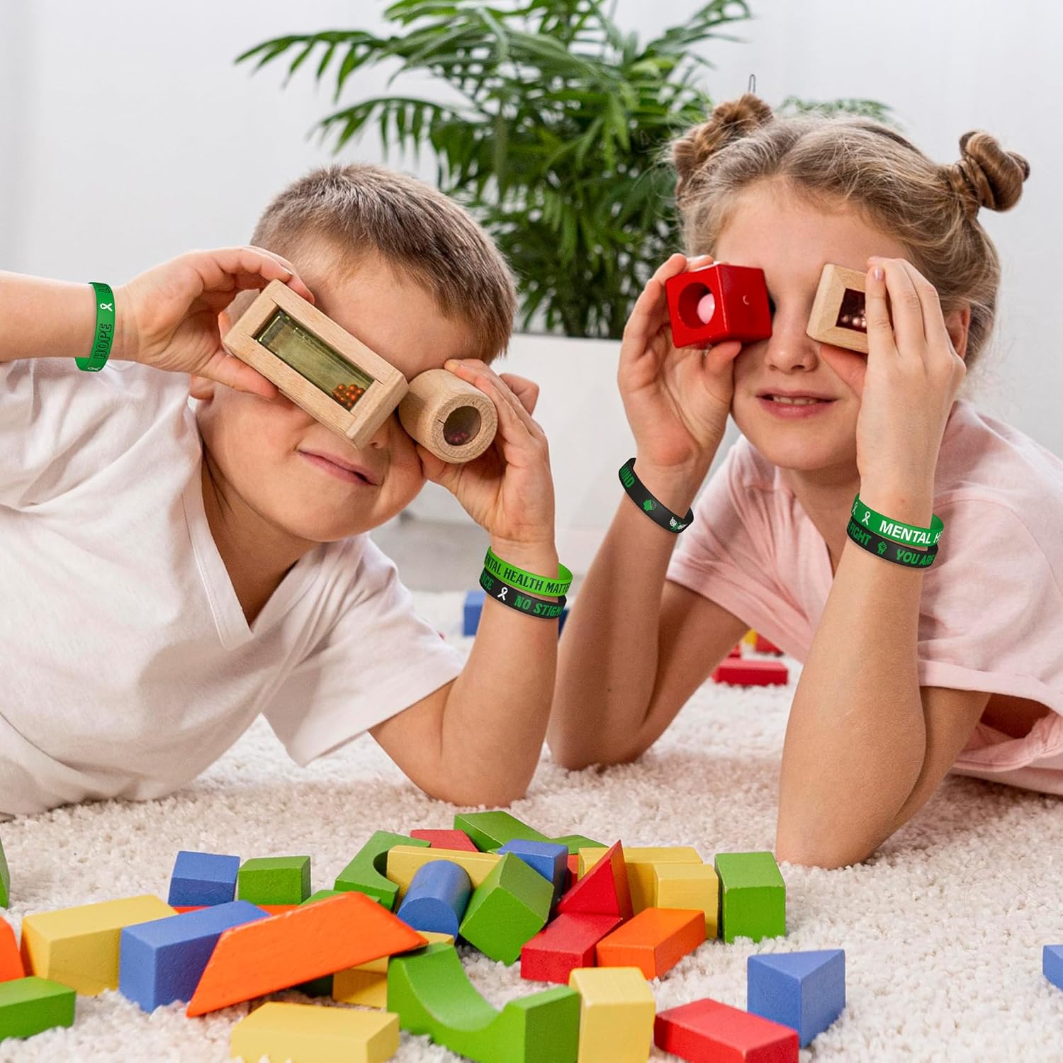 WATINC Mental Health Awareness Silicone Wristbands Set, Mental Health Hope Green Ribbons Rubber Label Bracelets, Motivational Rubber Bracelet with Inspirational Message for Men Teens (240Pcs)