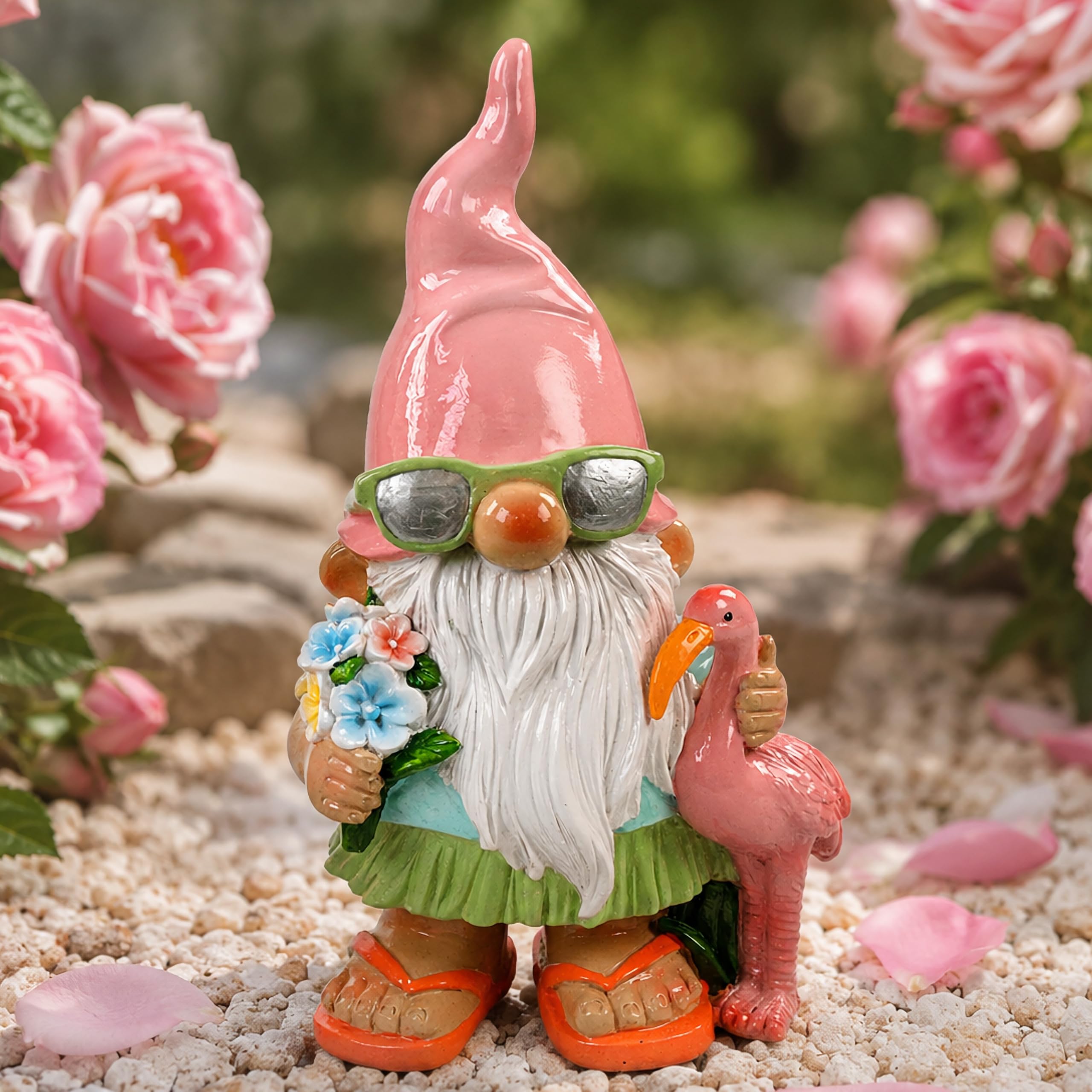 Pommerntraum® | Gartenzwerg Zwerg Gnom Wichtel Sommerzwerg Dekofigur EDDI | witziger Gartenzwerg für Ihre Sommerdeko