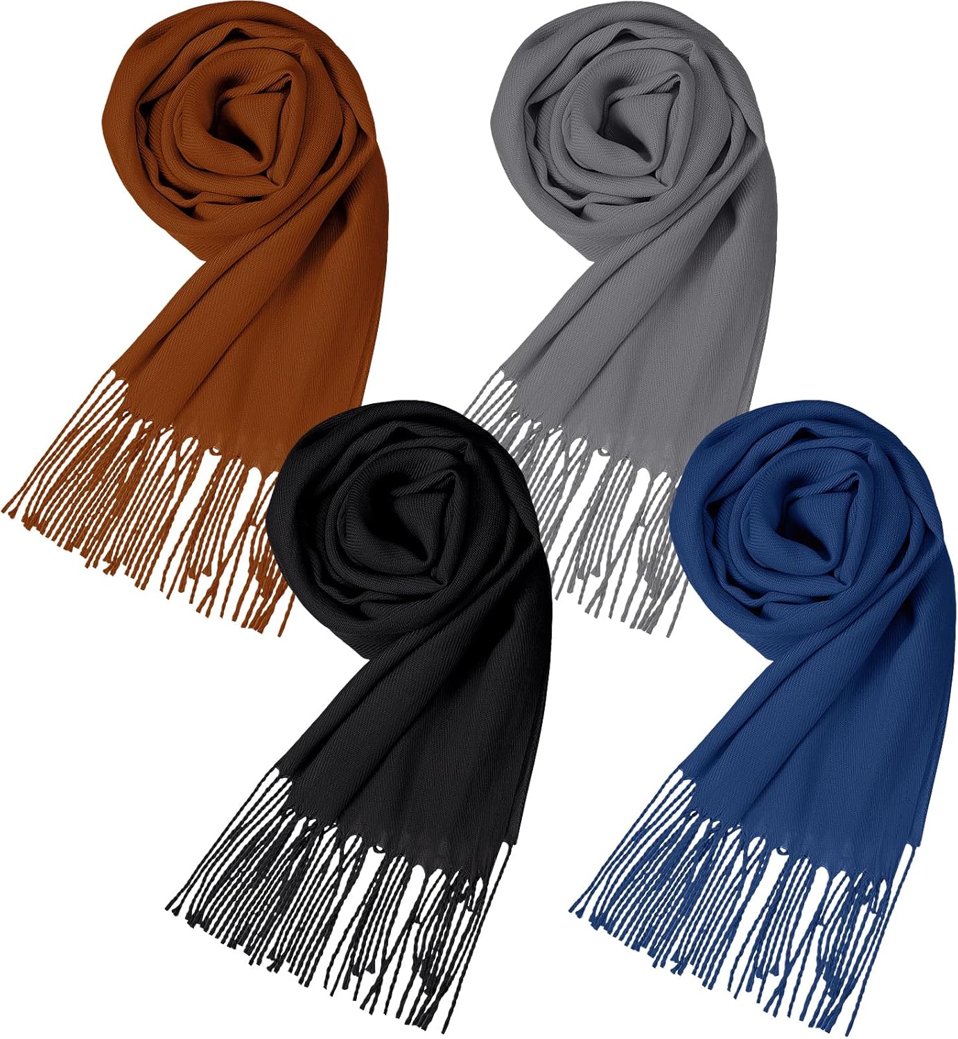 Shyyween 4 Pcs Winter Scarf for Women Men Soft Winter Blanket Scarves Warm Large Shawls and Wraps Tassel Edge