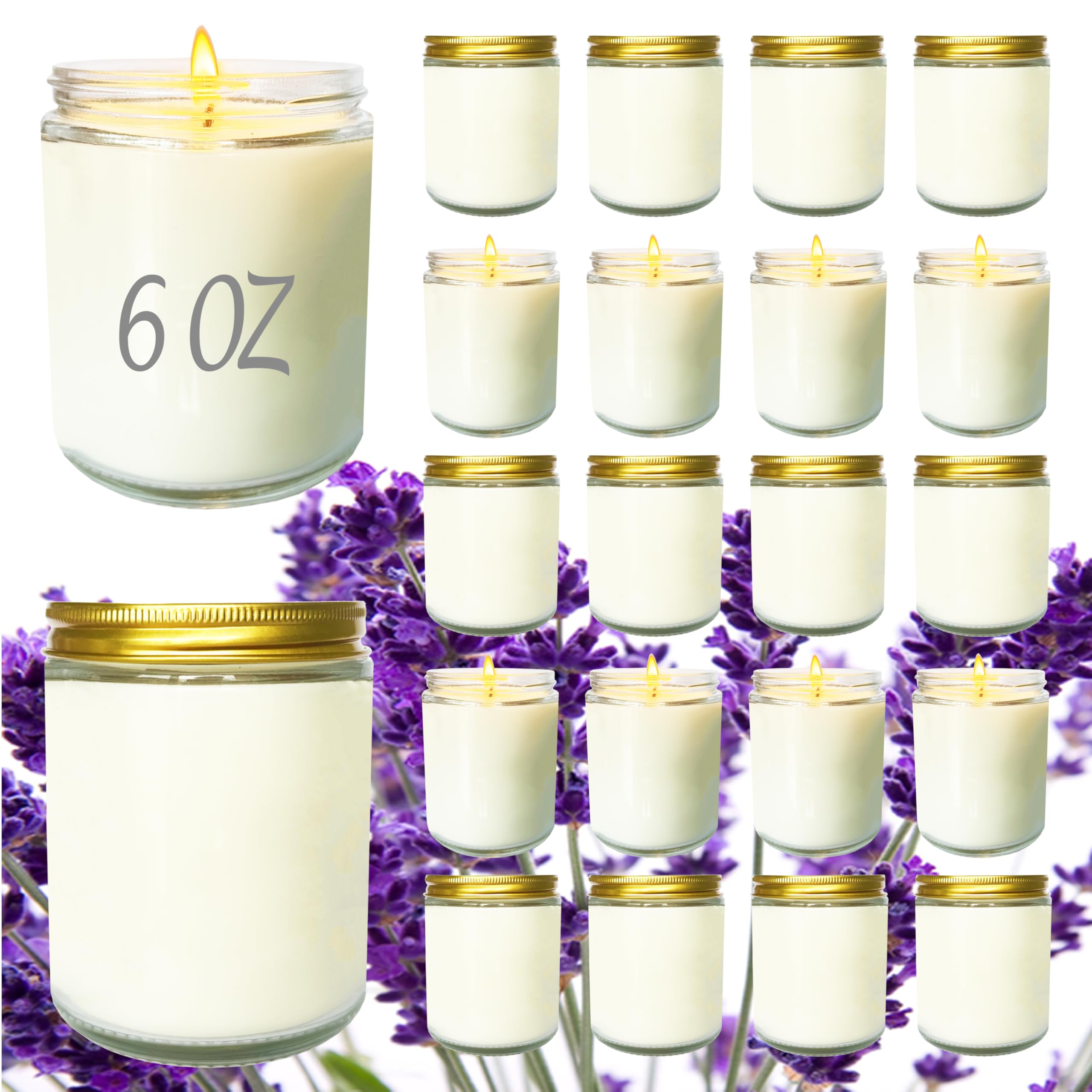 Photo 1 of Veiuwa 24 Pcs 6 Oz Lavender Scented Soy Candles Set,Mason jar Bulk Candles for Gifts,Aromatherapy Candle,Great Stress Relieving Scented Candle for Girls as a Gift for Birthdays, Weddings and More!