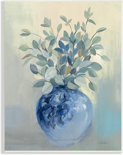 Vista 12 de Stupell Industries Wild Botanicals Plant Sprigs - Cuenco azul redondeado, diseño de Silvia Vassileva