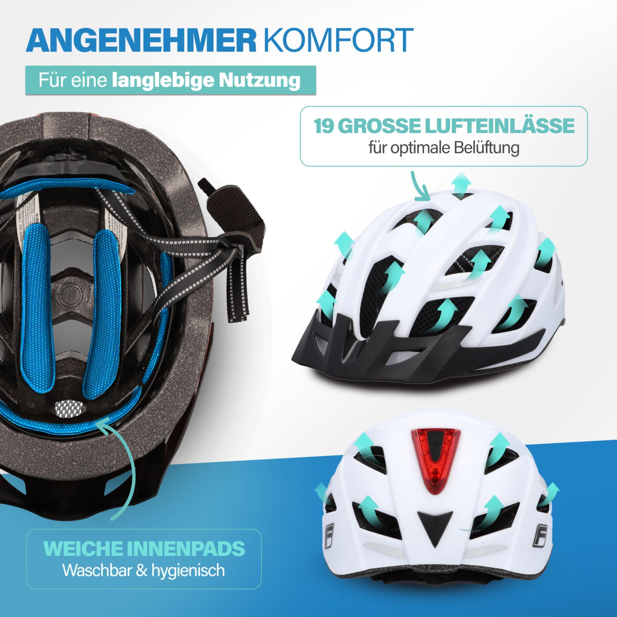 Fischer Casque de vélo Unisexe Urban Plus, Blanc, S/M, 52-59 cm