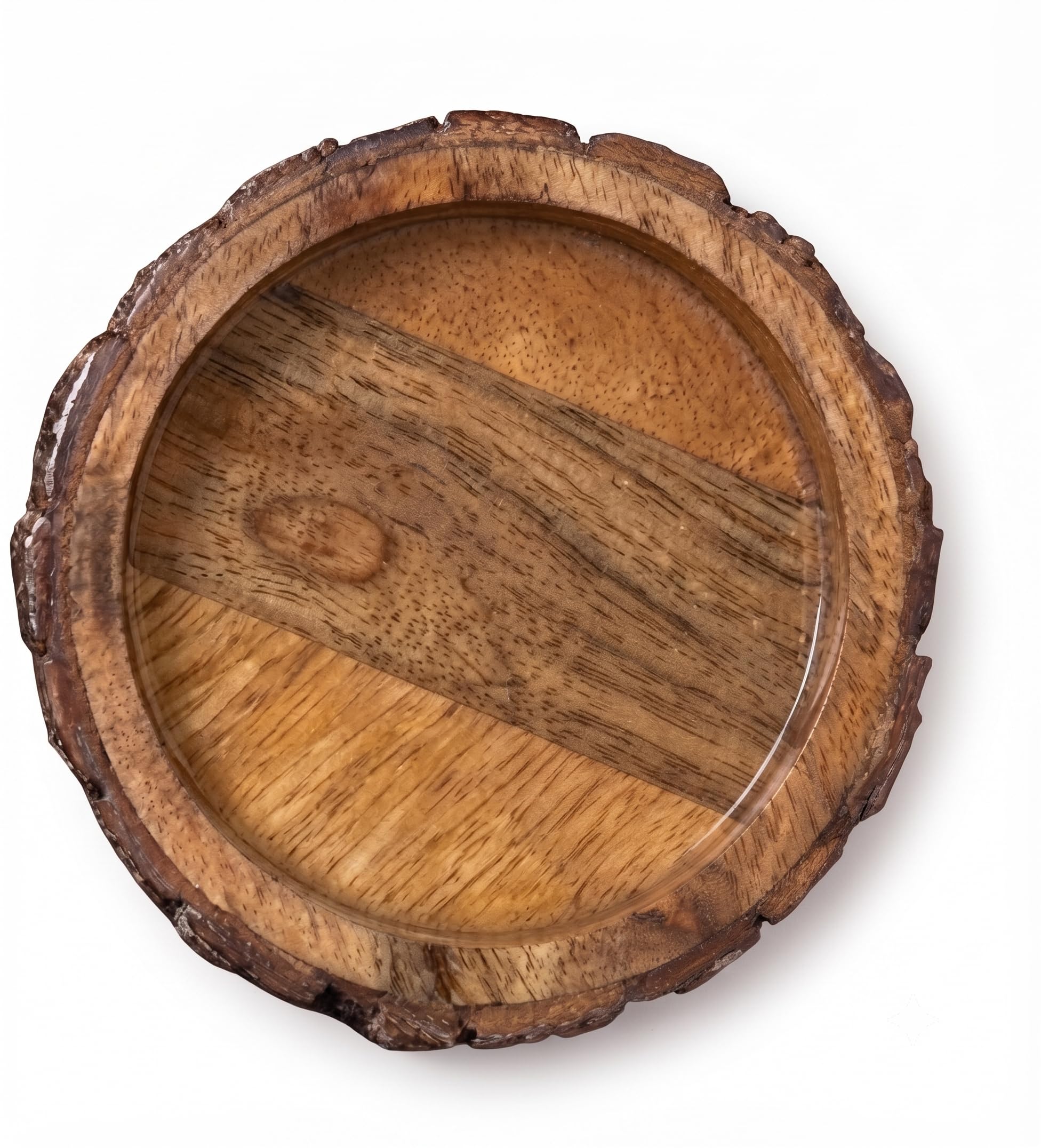 10 Inch Handcrafted Sheesham Wood Resin Coaster Set, Natural Wooden Tea Coffee Cup Coasters, Decorative Drink Coasters for Dining Table, Office Desk, Home Decor, Gift Set (Natural Wood)-image-37