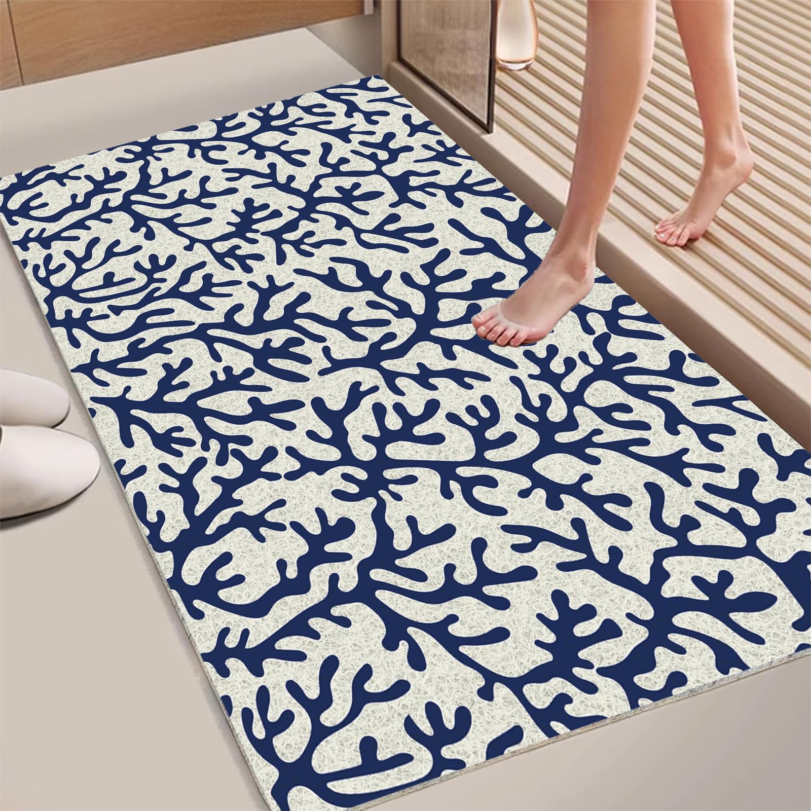 Alfombrilla de ducha antideslizante de 120 x 200 cm con drenaje, almohadillas de baño de lufa suave para ducha interior y zonas húmedas, impresión lavable de secado rápido, almohadilla de bañera