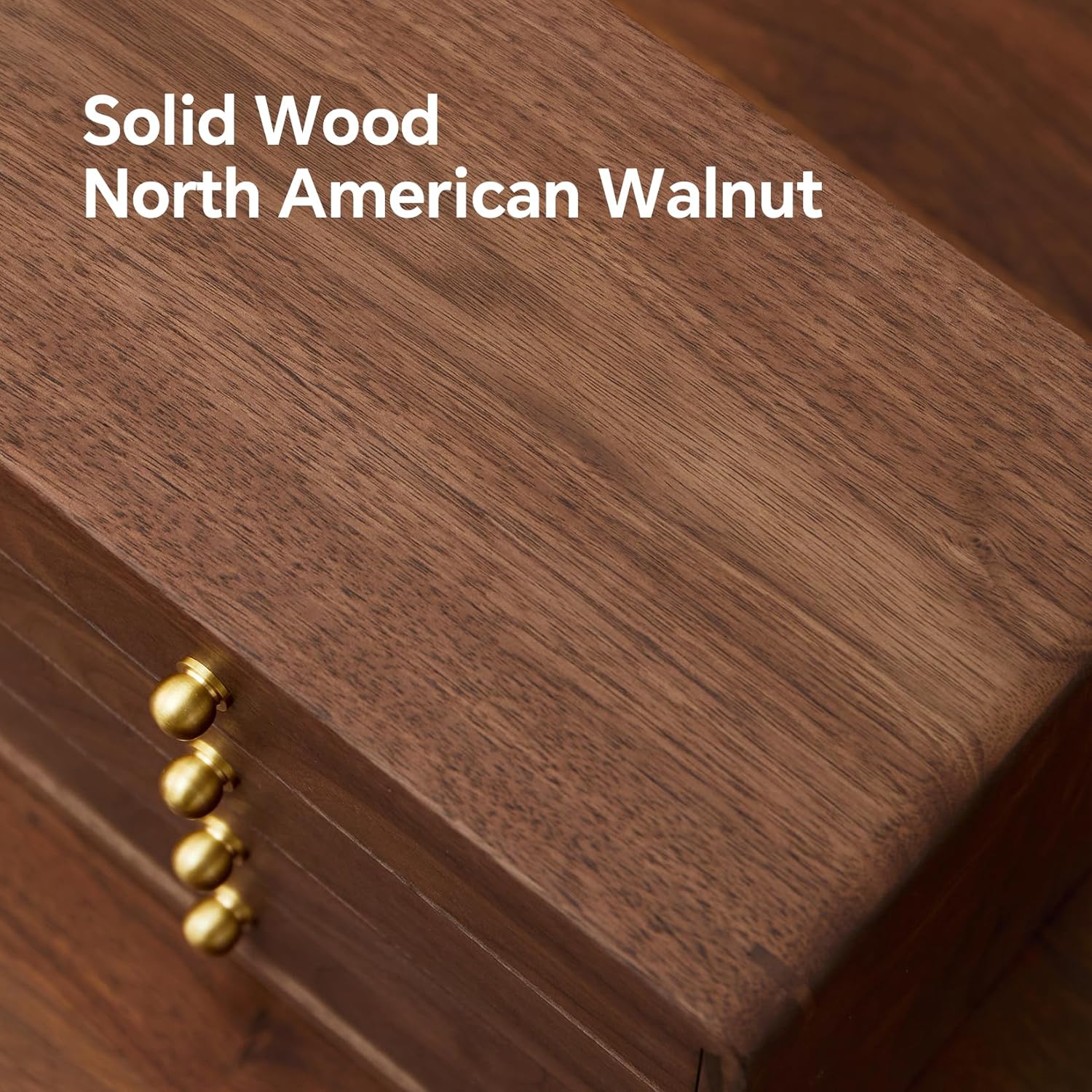 Wooden Jewelry Box for Women Men, Large Velvet Lined Organizer with 4 Drawers, Solid Black Walnut Brass Handles, Jewelry Storage Box for Rings, Necklaces, Earrings - Image 7