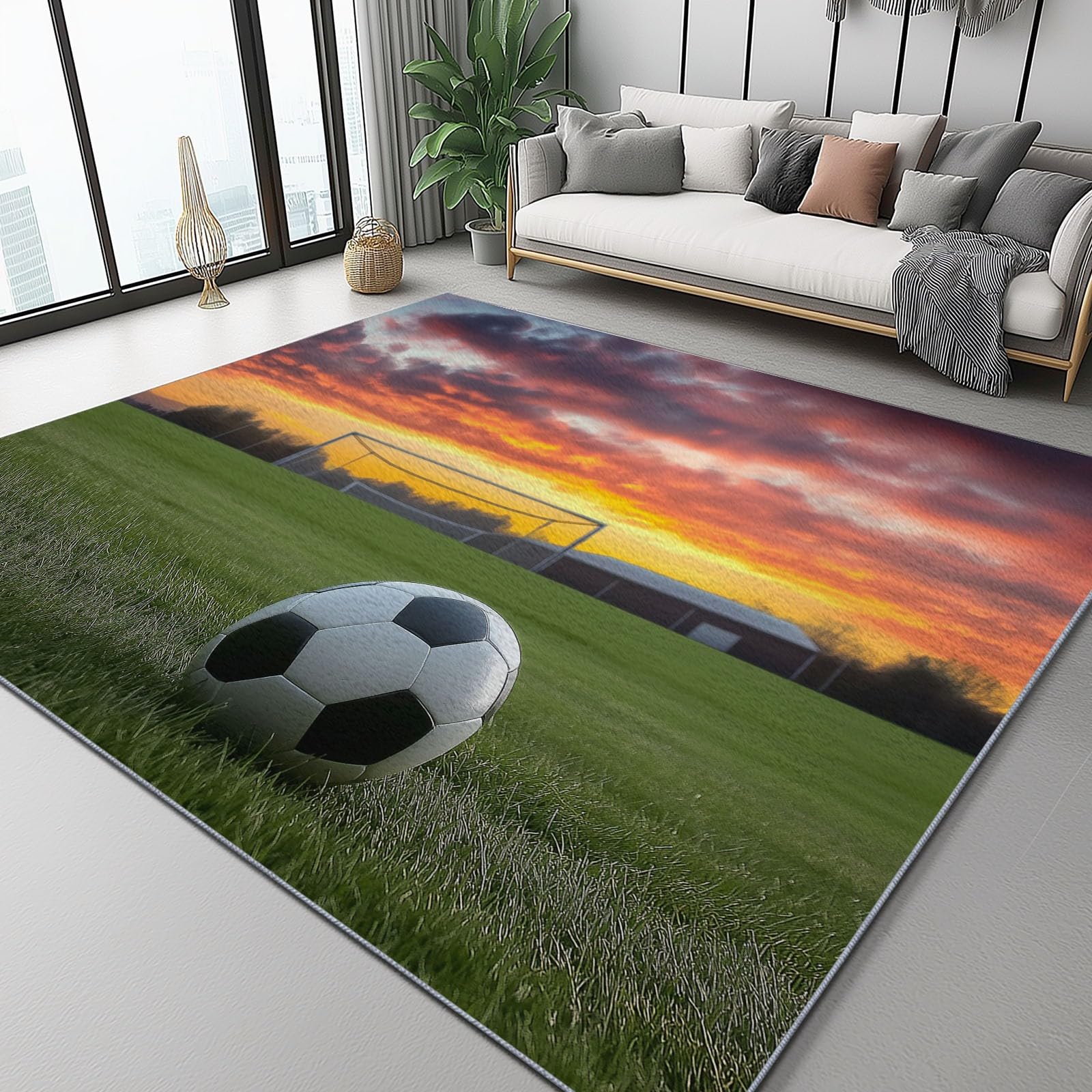 Tapis de salon football antidérapant pour éviter les glissades des enfants