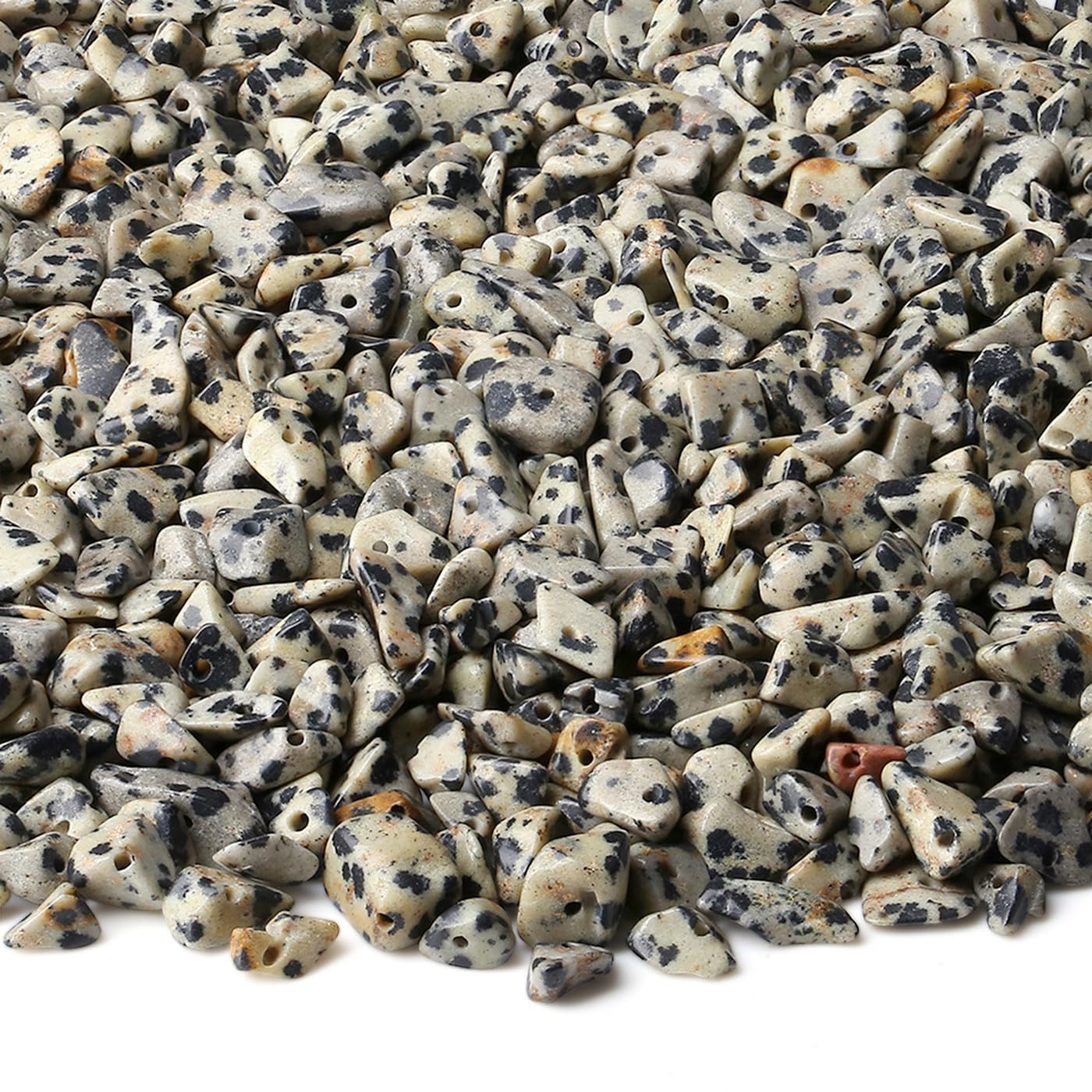 GUJOXILA 400pcs Dalmatian Jasper Crystal Beads for Bracelet Jewellery Making Chips Stones Gemstone Beads for Crafting Polished Craft Nature Spot Bead DIY 5-8mm