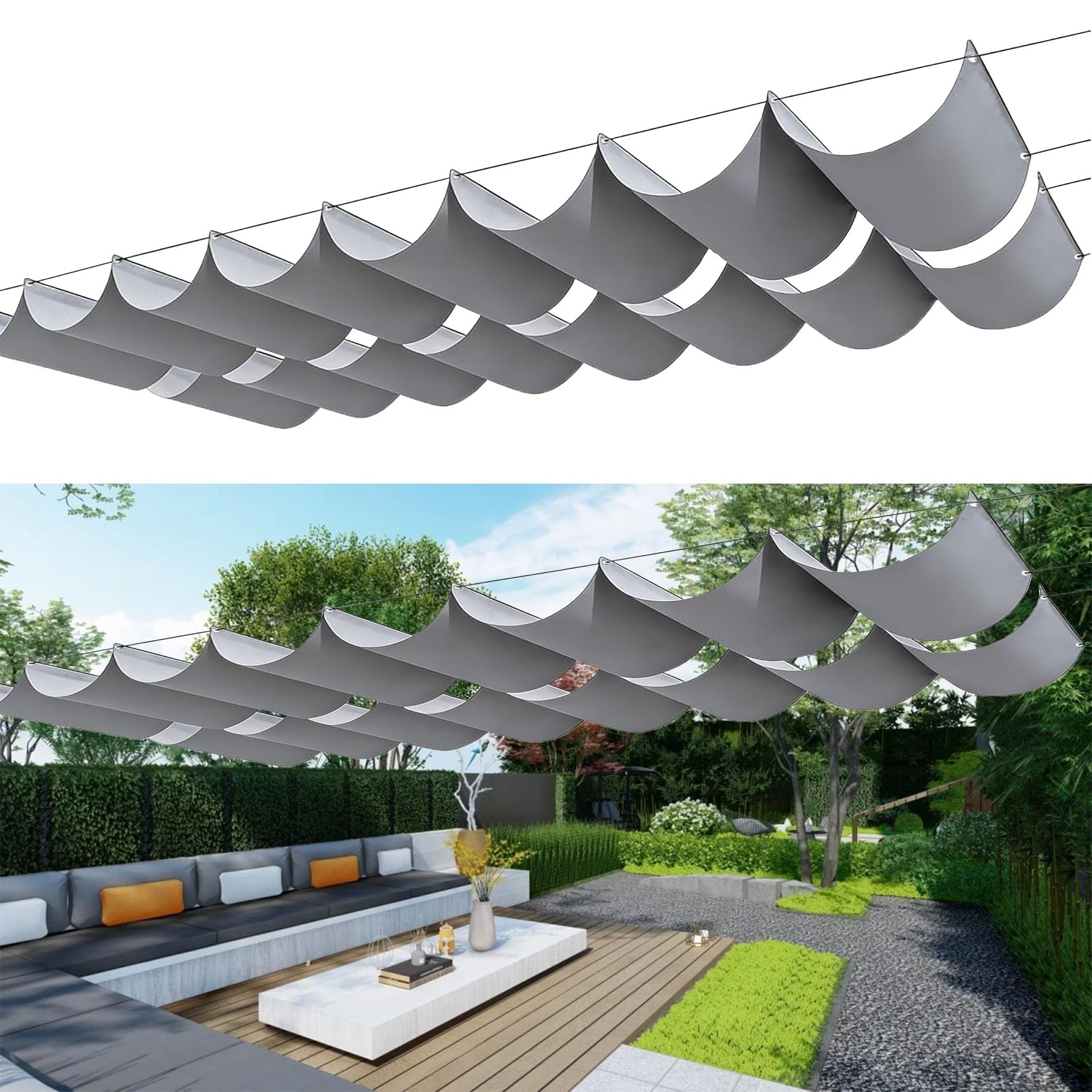 Voiles d'ombrage rétractable anti-UV et imperméable avec œillets pour balcon