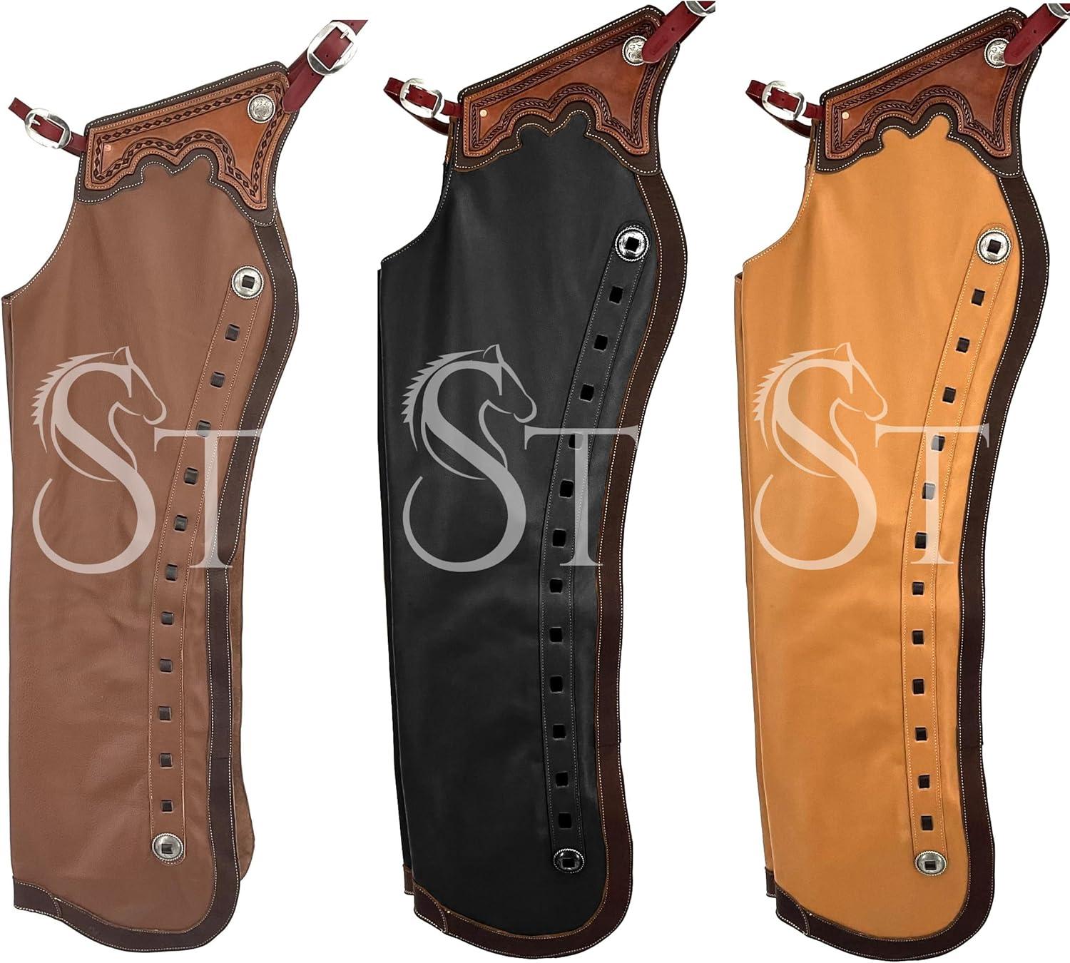 Western Shotgun Chaps Full Grain Leather Work Bull Trail Riding Equestrian Tack Show Horse Riding Chinks Custom Made Small Medium Large ST-CHI-072