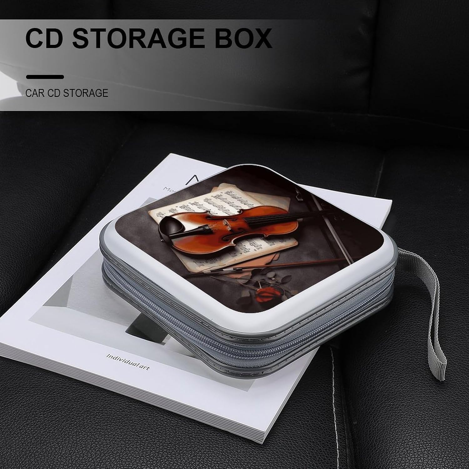 Violin Sheet Music CD Case 40 Capacity Protective DVD Cases with Zipper Portable CD Collection Bag DVD Boxes Holder with Handle for Movie Blu Ray Audio Disk Music image 5