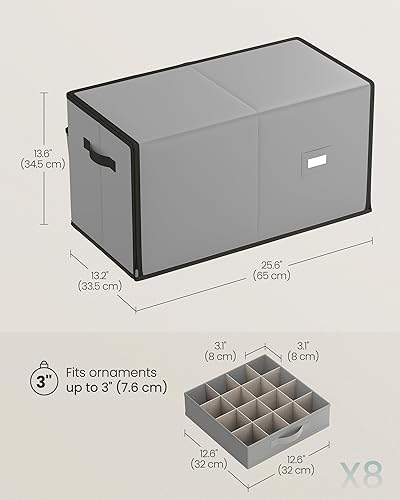Miniatura 13 de SONGMICS Caja de almacenamiento de adornos de Navidad, con lateral abierto, contenedor de almacenamiento de Navidad apilable con tapa, 4 bandejas