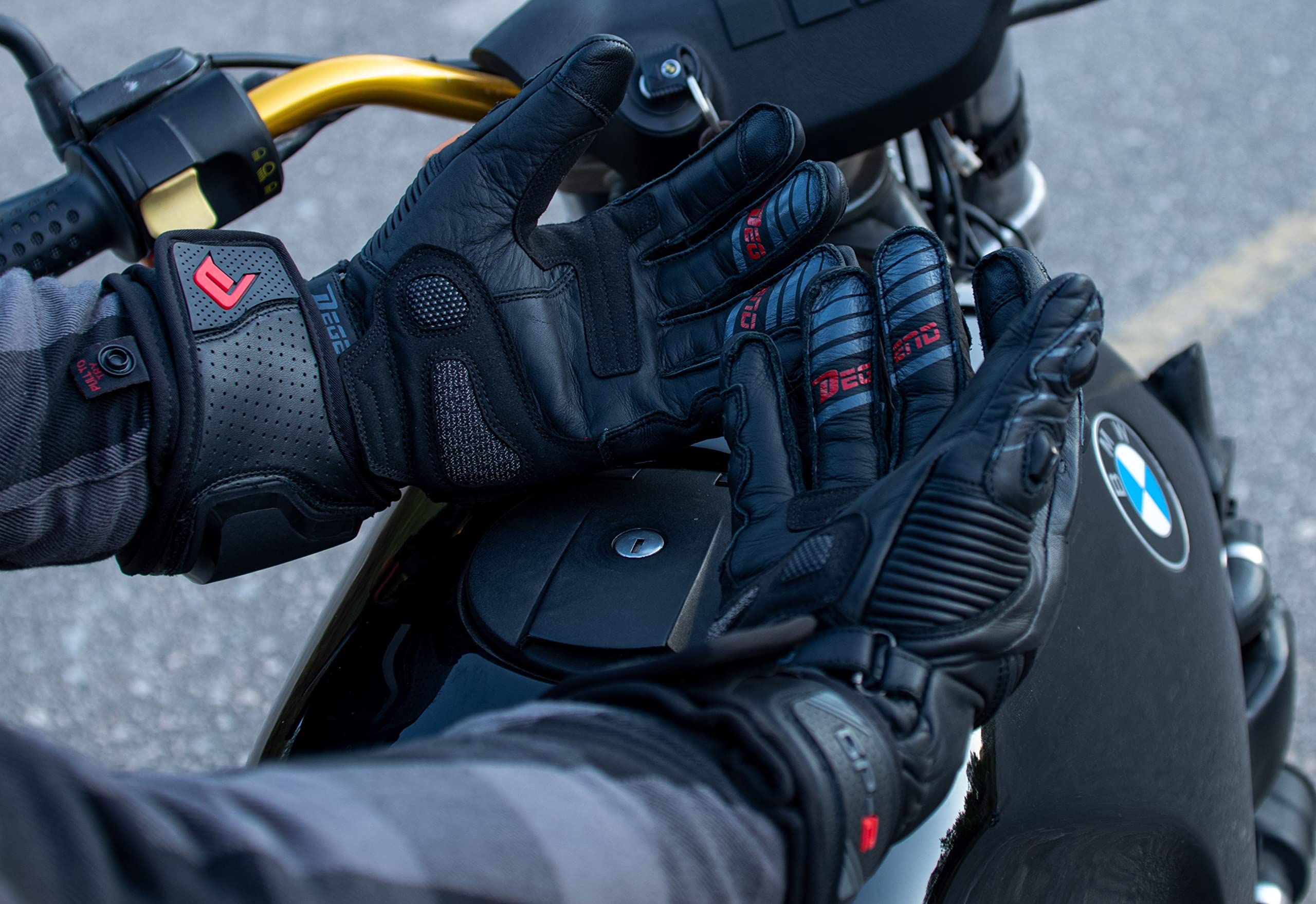 GP-2 czarne | letnie rękawice motocyklowe męskie – odporne na ścieranie skórzane rękawice motocyklowe męskie z ochraniaczami – akcesoria motocyklowe – czarne rękawiczki